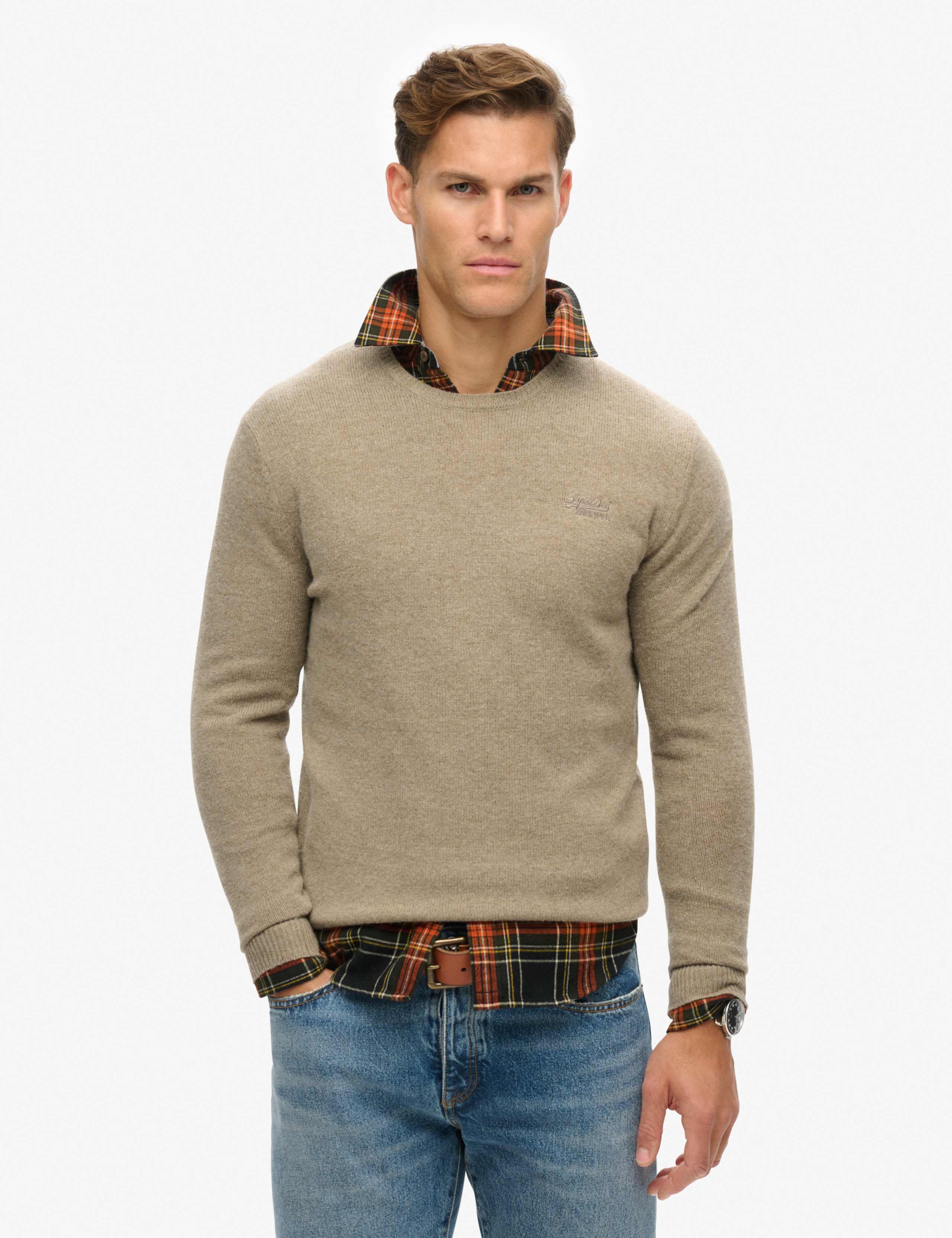 Wool Blend Ribbed Crew Neck Jumper
