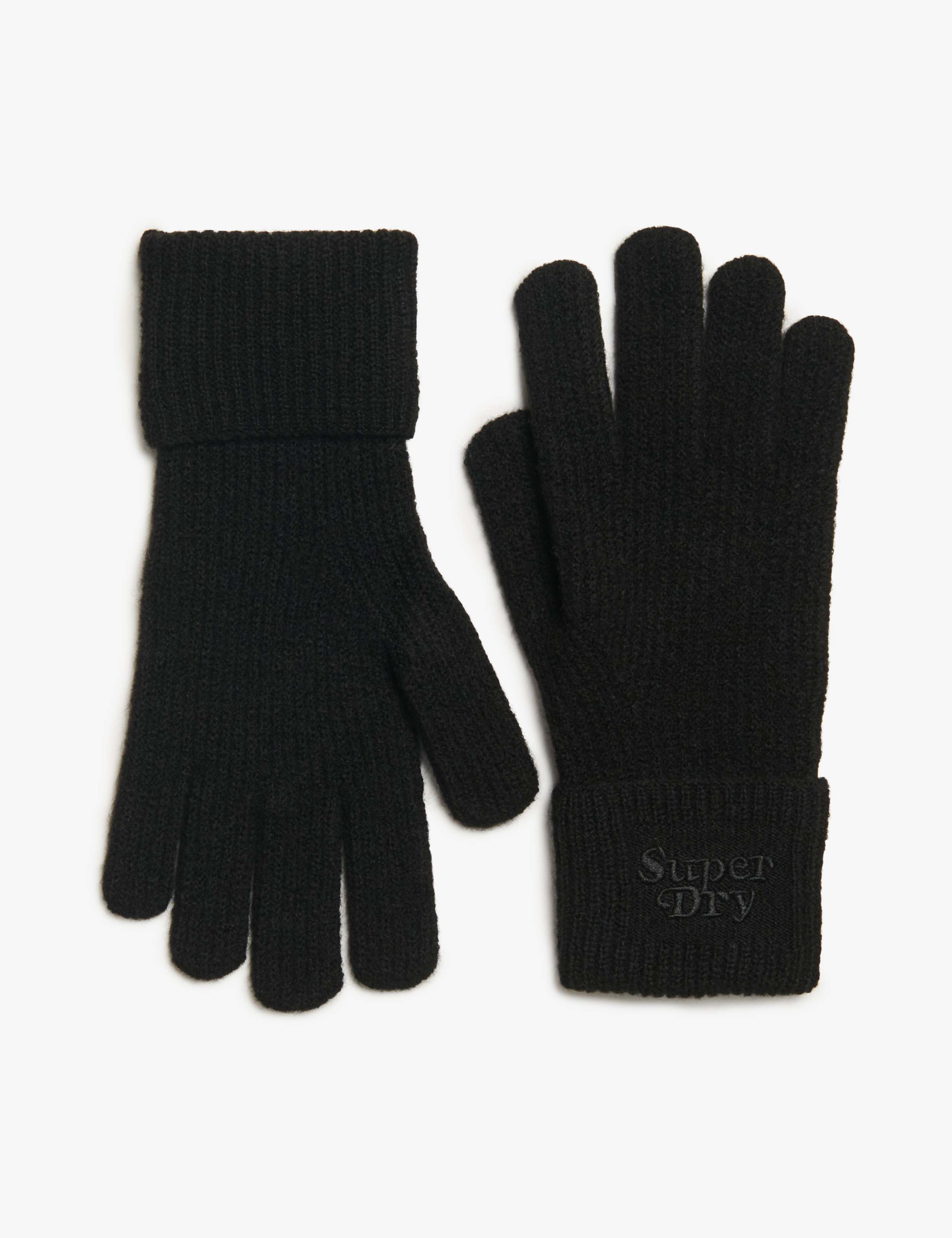 Knitted Ribbed Gloves with Wool