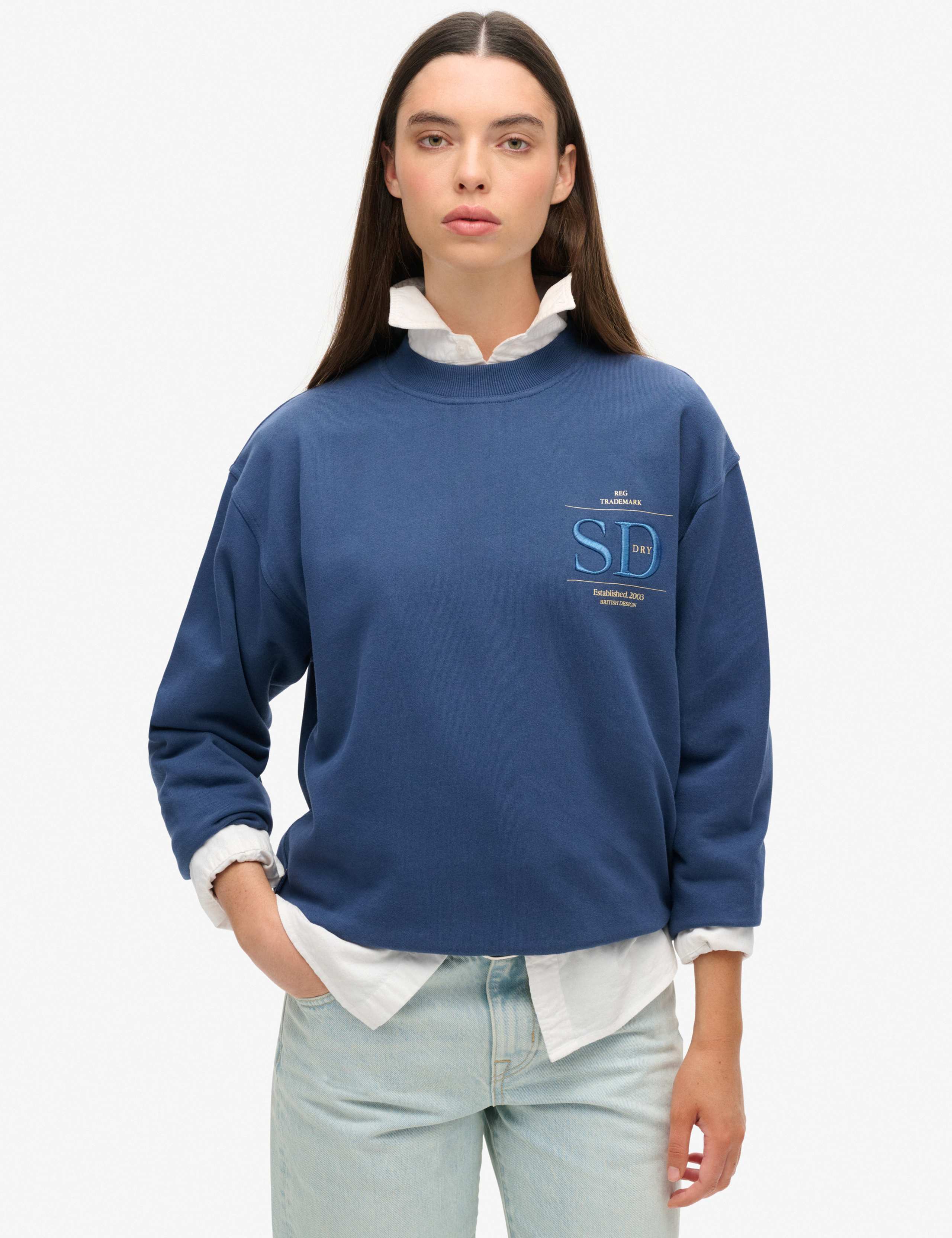 Cotton Rich Embroidered Relaxed Sweatshirt