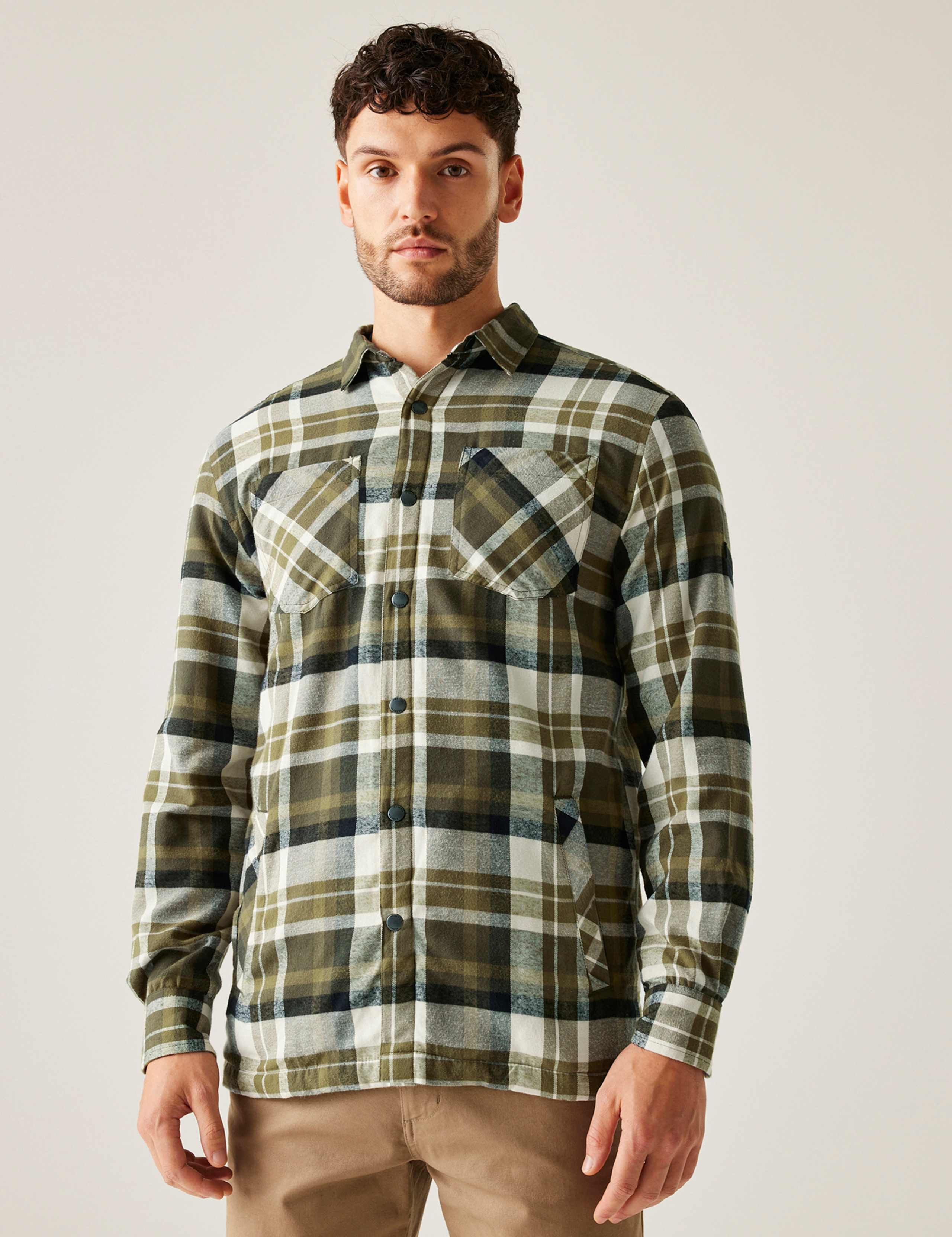 Thamos Cotton Blend Check Flannel Overshirt