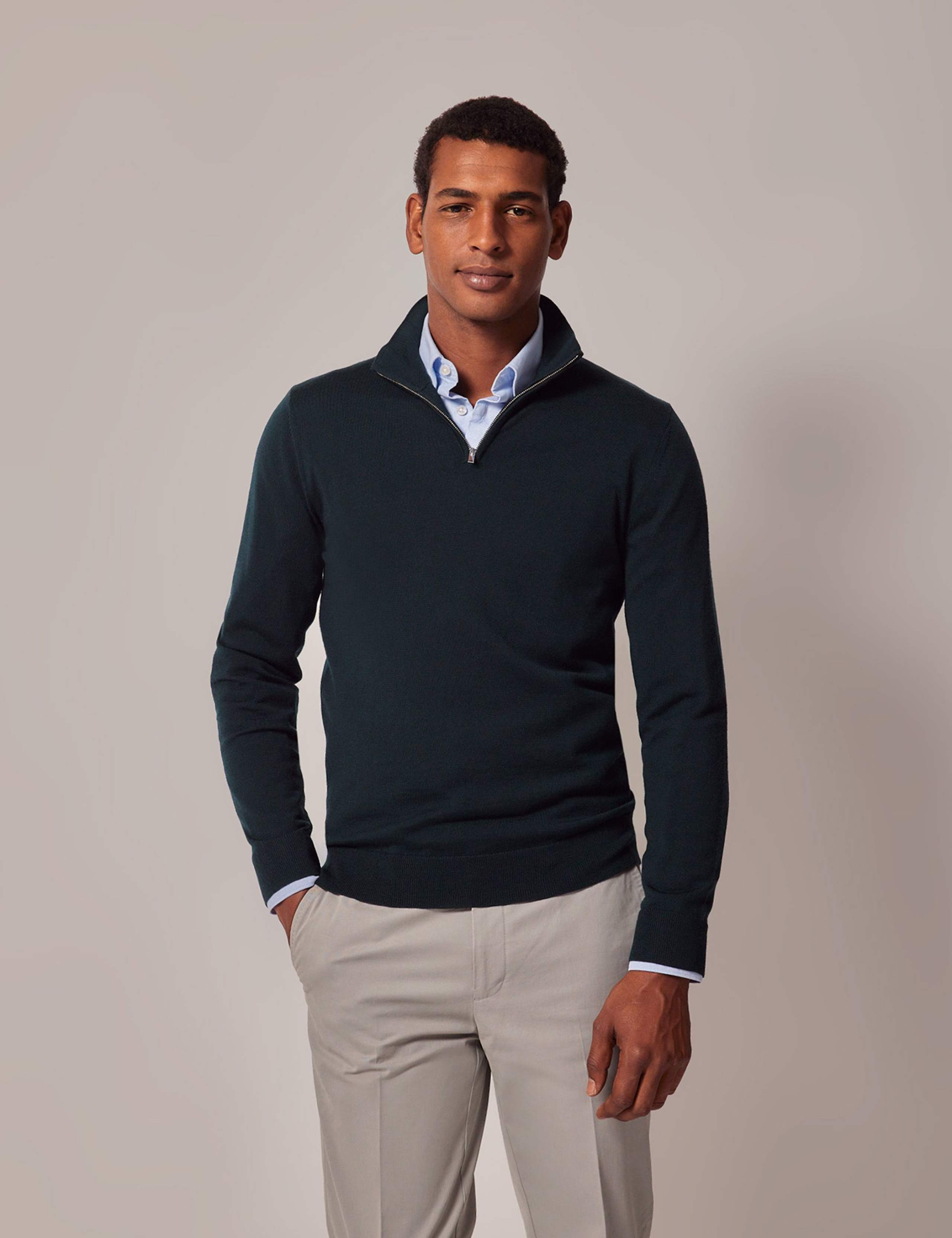 Pure Merino Wool Half Zip Jumper