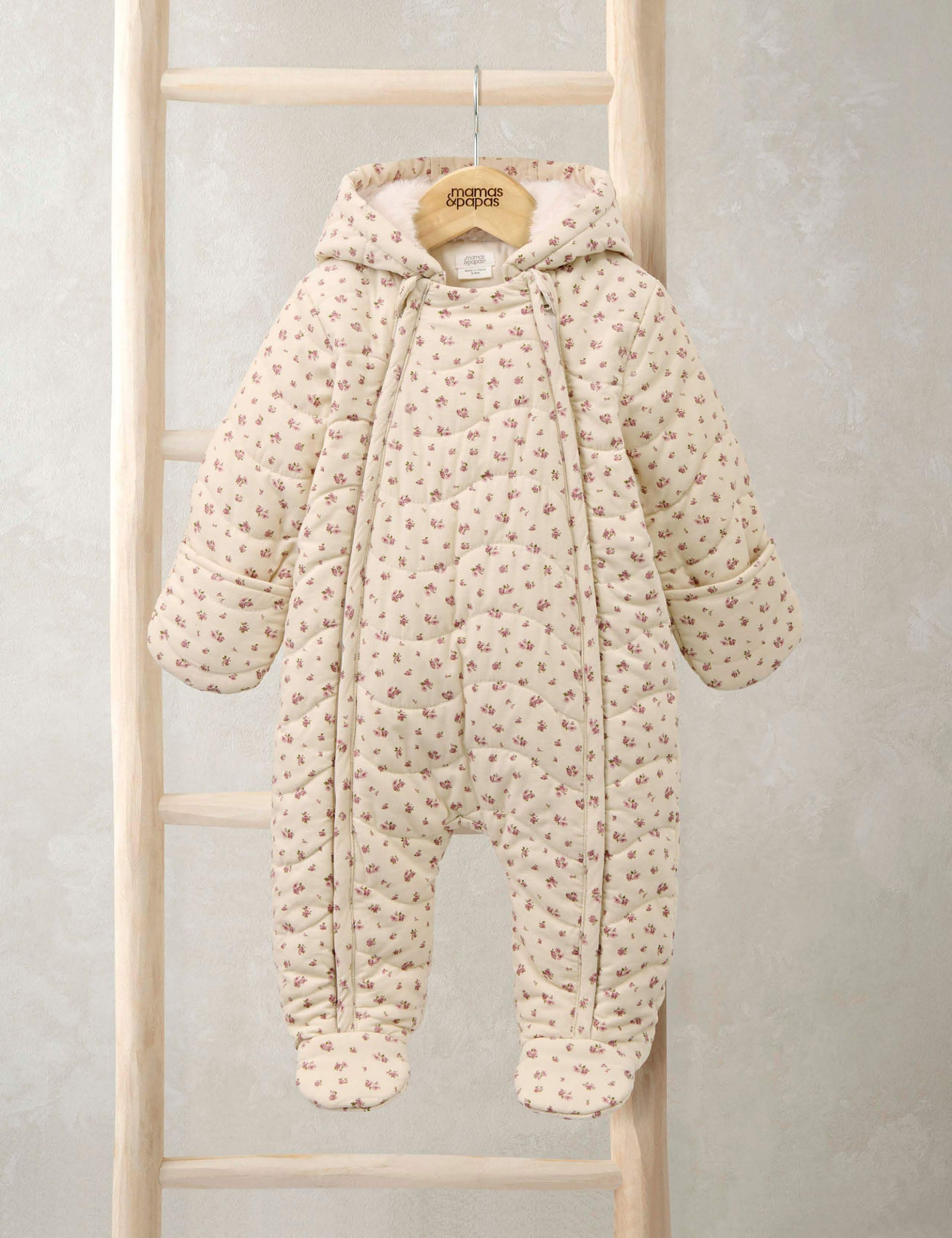 Ditsy Floral Quilted Pramsuit (0-12 Mths)