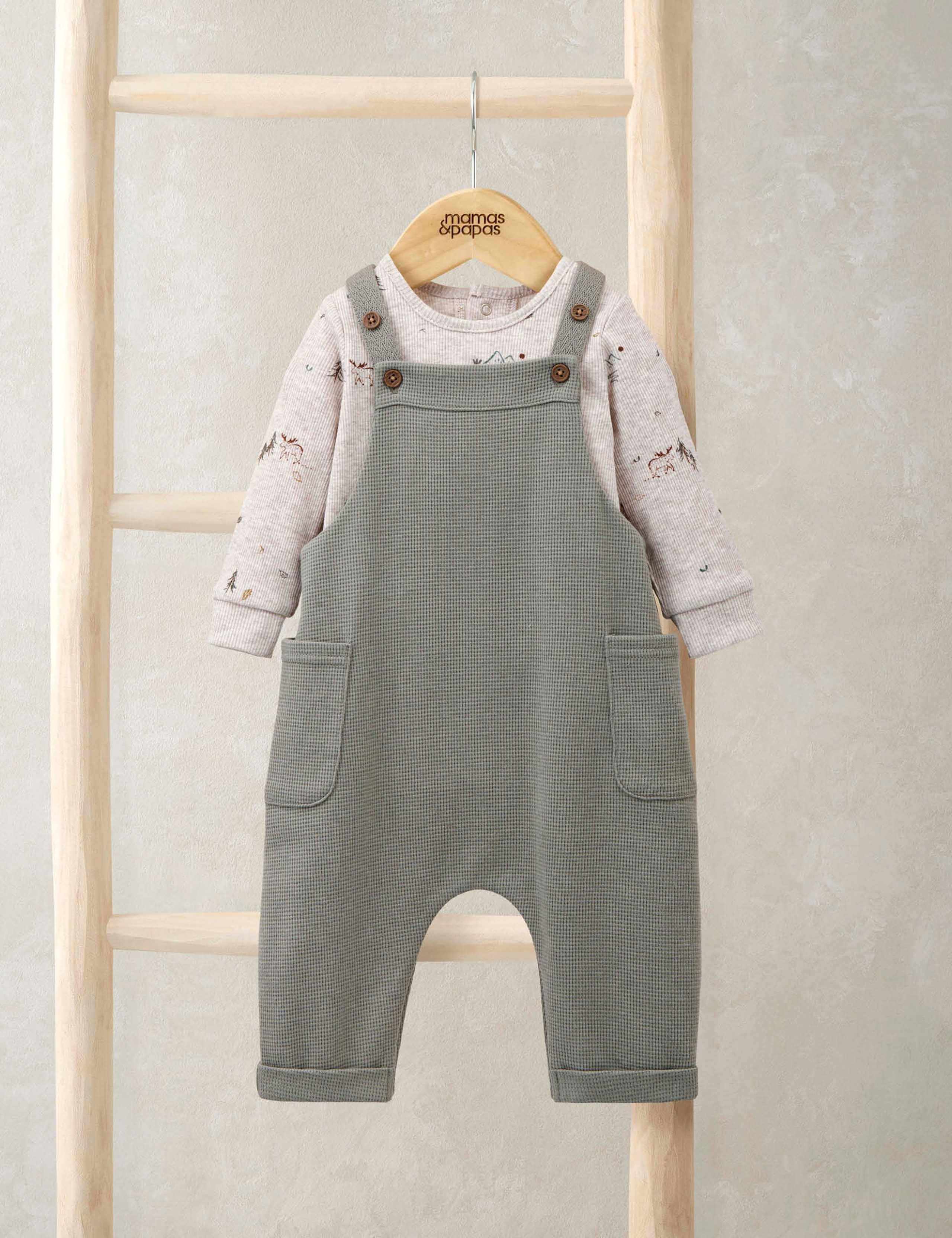 2pc Moose Print Dungarees Outfit (0-3 Yrs)