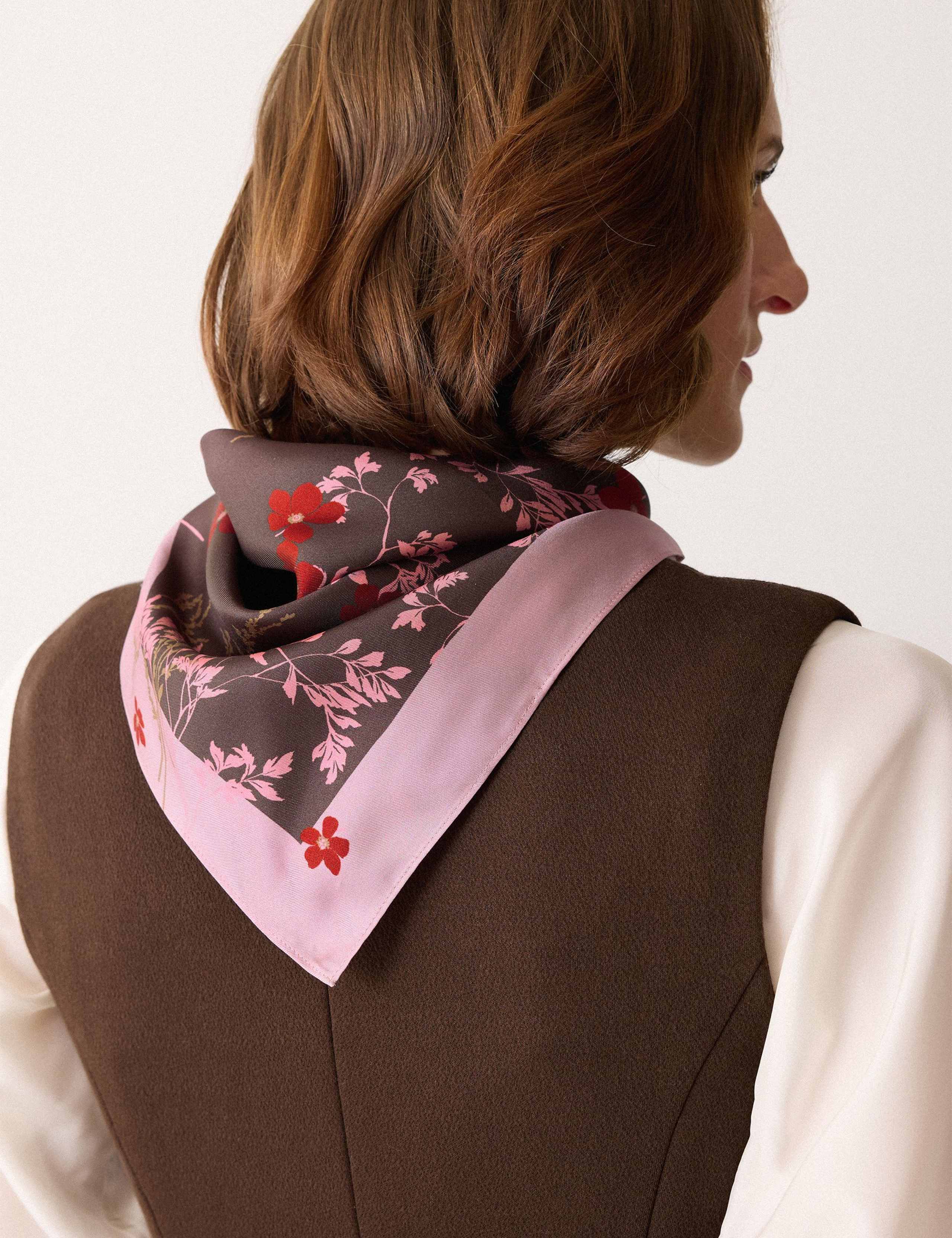 Pure Silk Floral Scarf