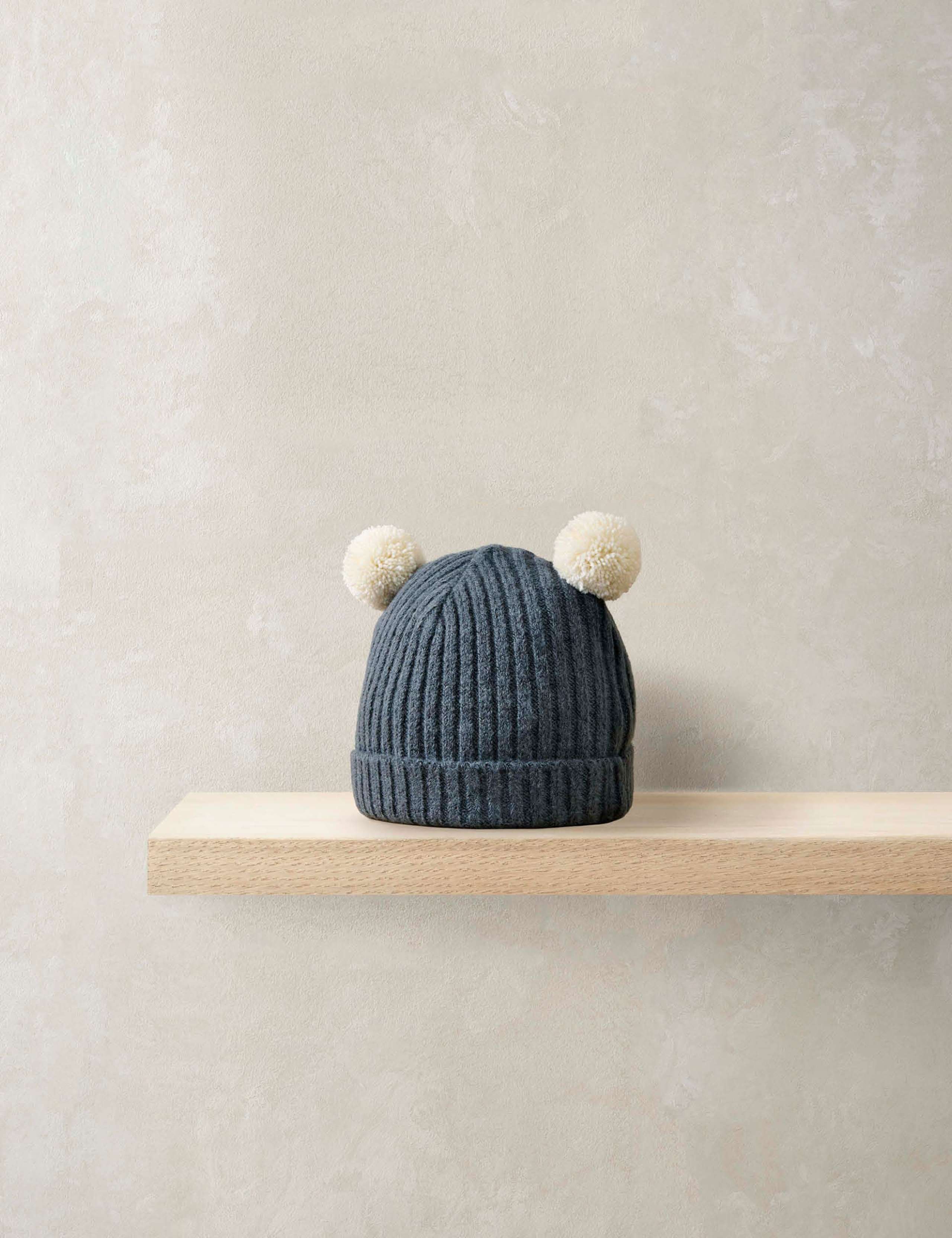 Rib Knit Pom Pom Hat (0-12 Mths)