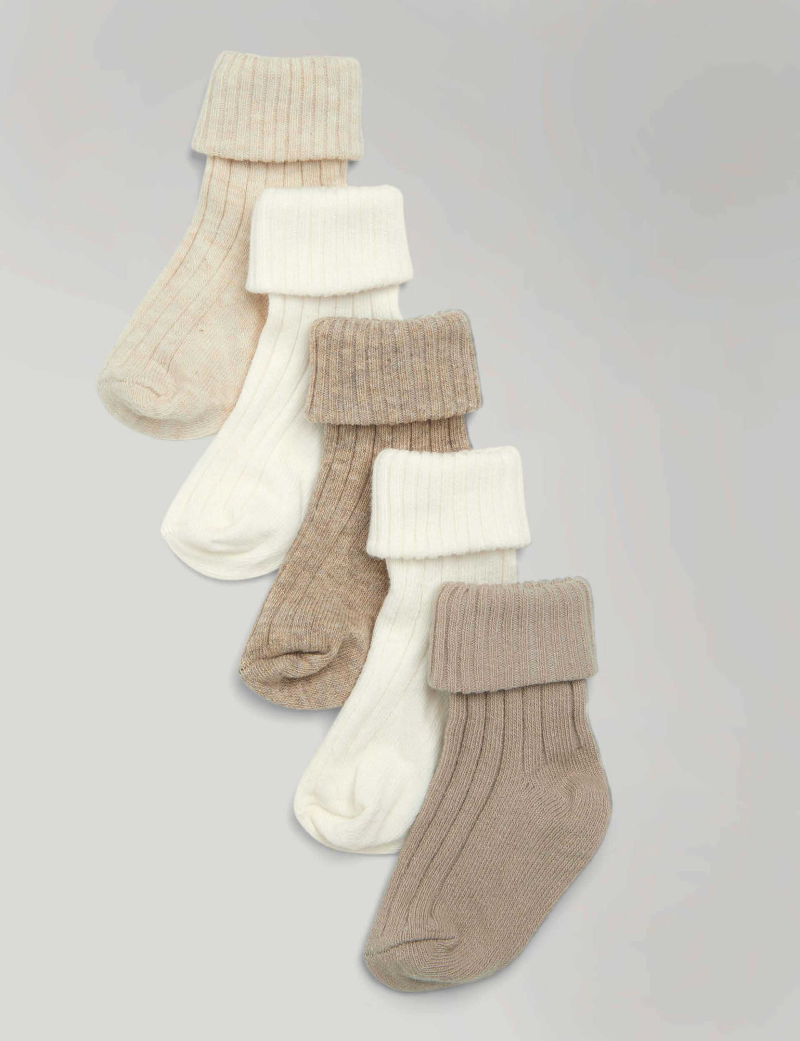 5pk Cotton Rich Ribbed Socks (0-12 Mths)