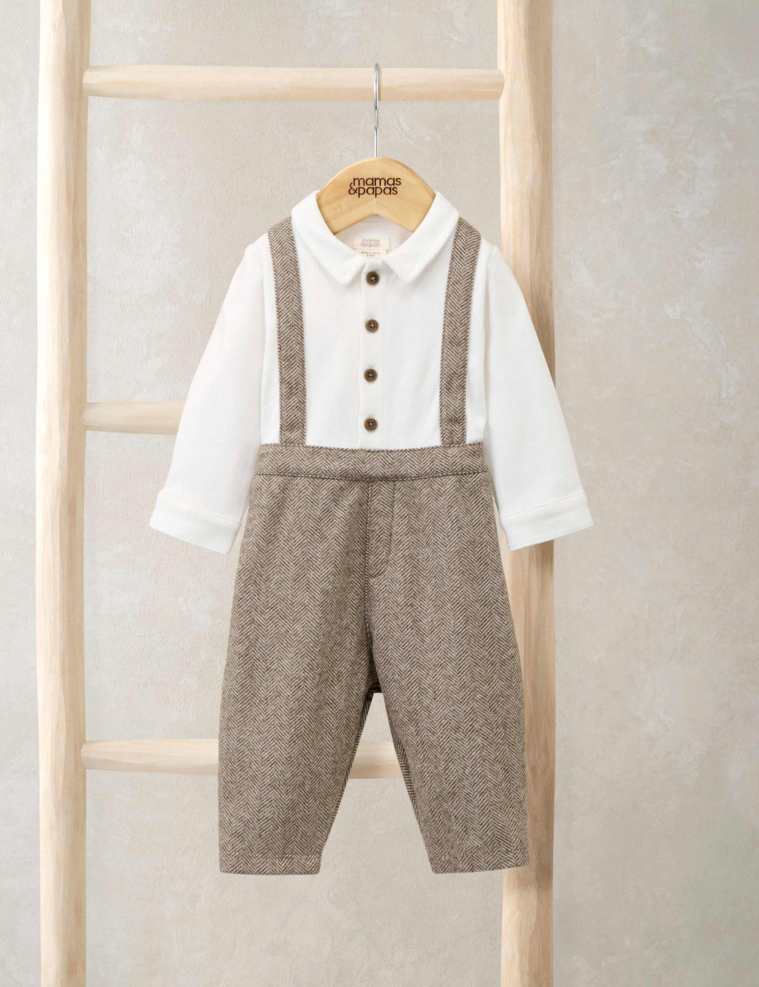 Pure Cotton Mock Shirt Romper (0-18 Mths)