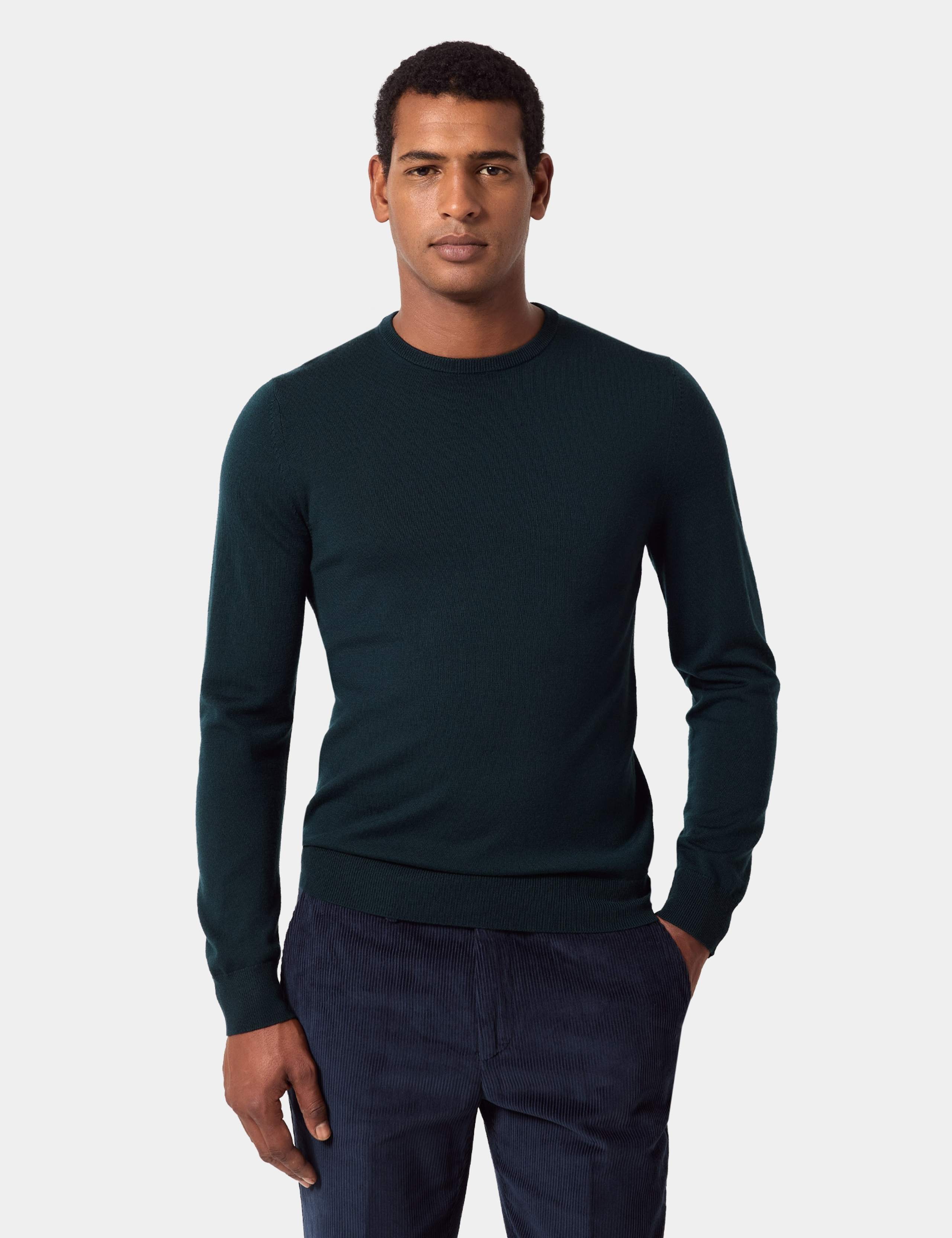 Pure Merino Wool Textured Crew Neck Jumper