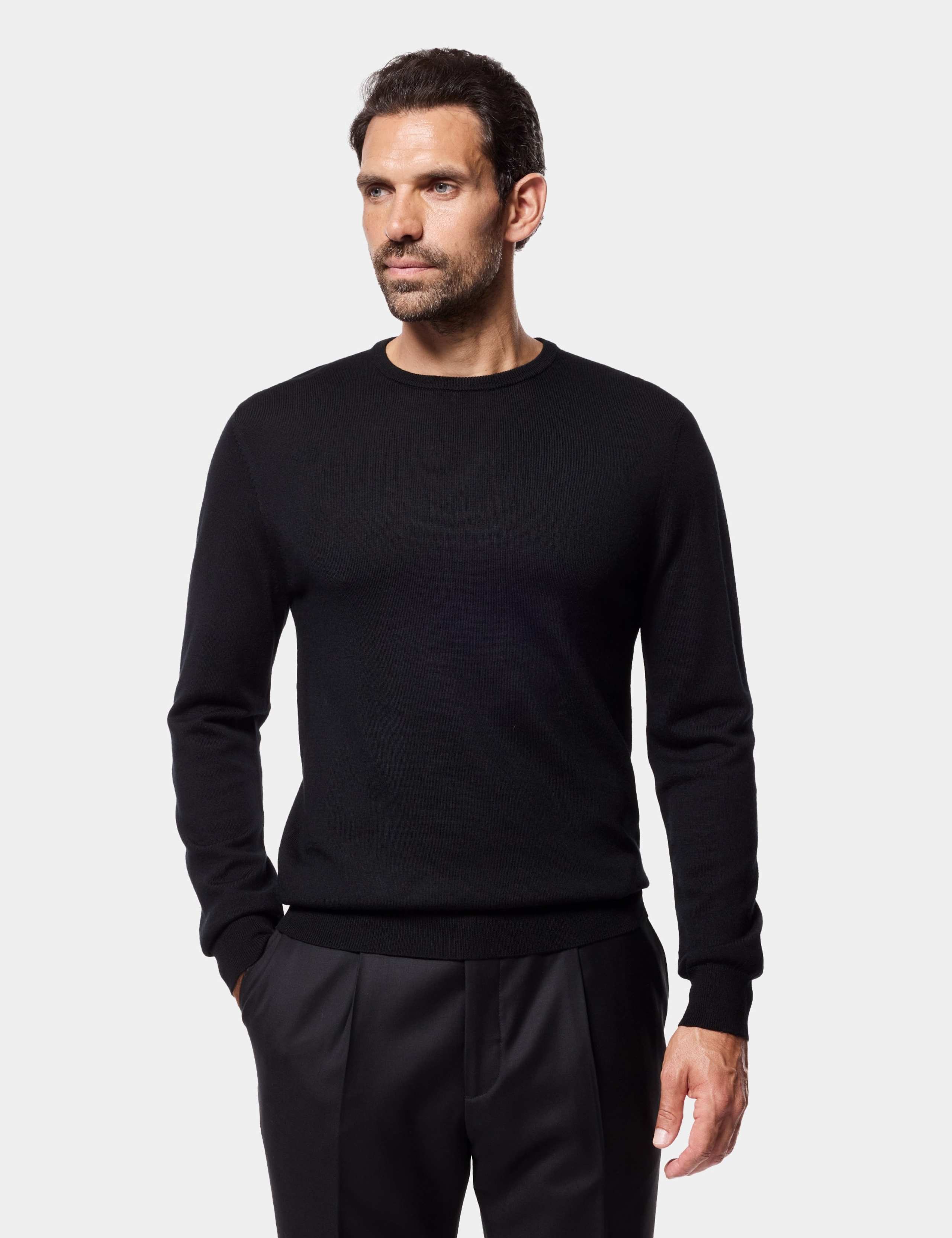 Pure Merino Wool Textured Crew Neck Jumper