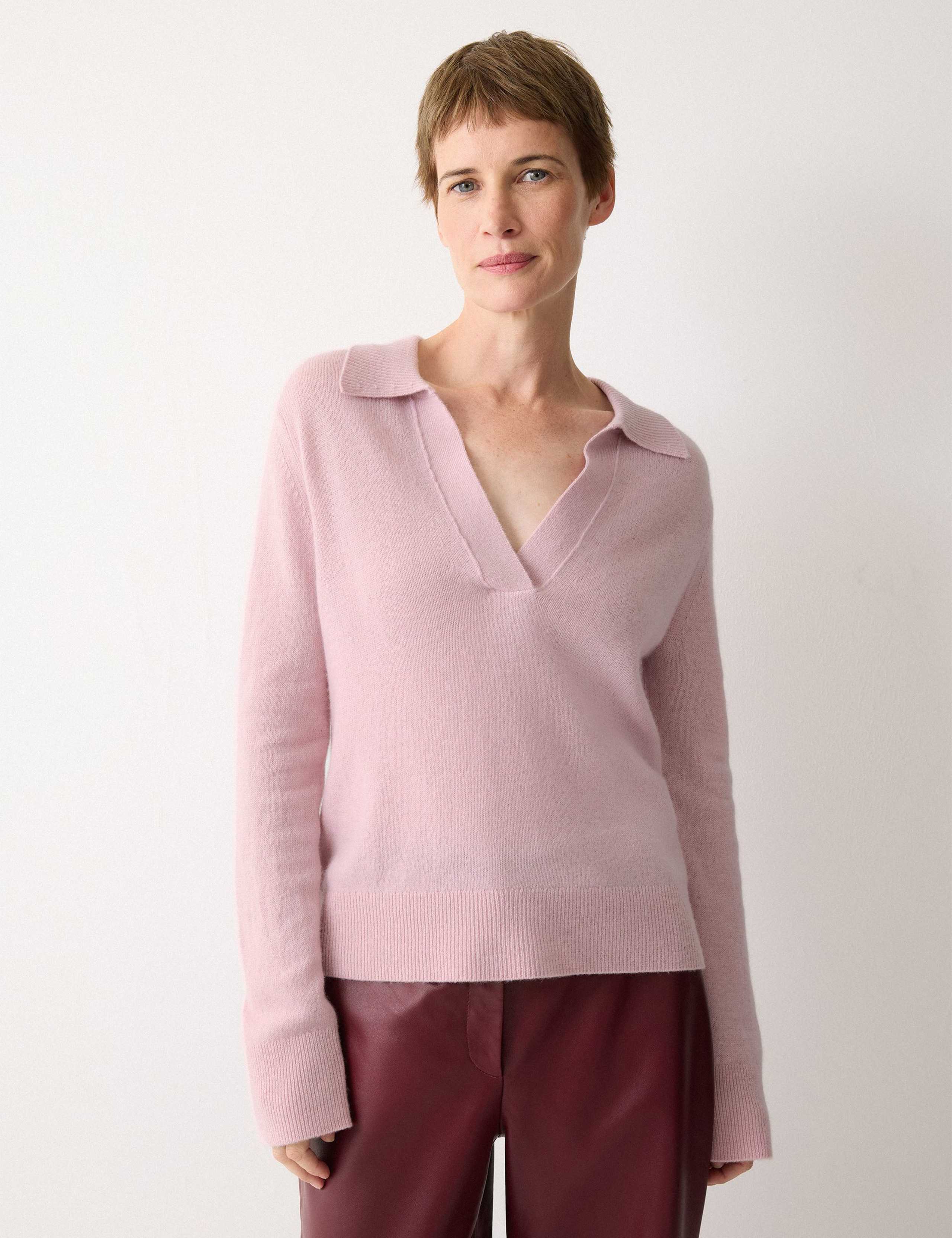 Wool Rich Collared V-Neck Jumper