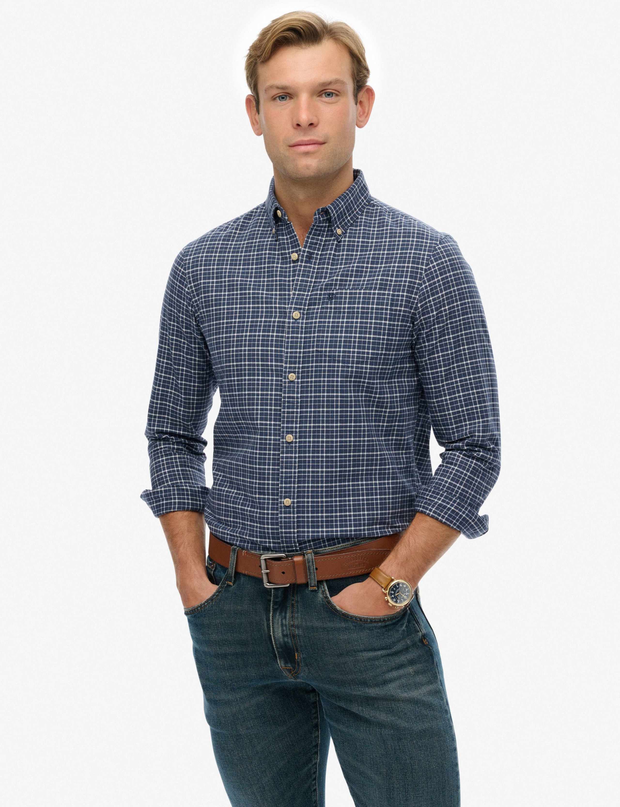 Relaxed Fit Pure Cotton Checked Oxford Shirt