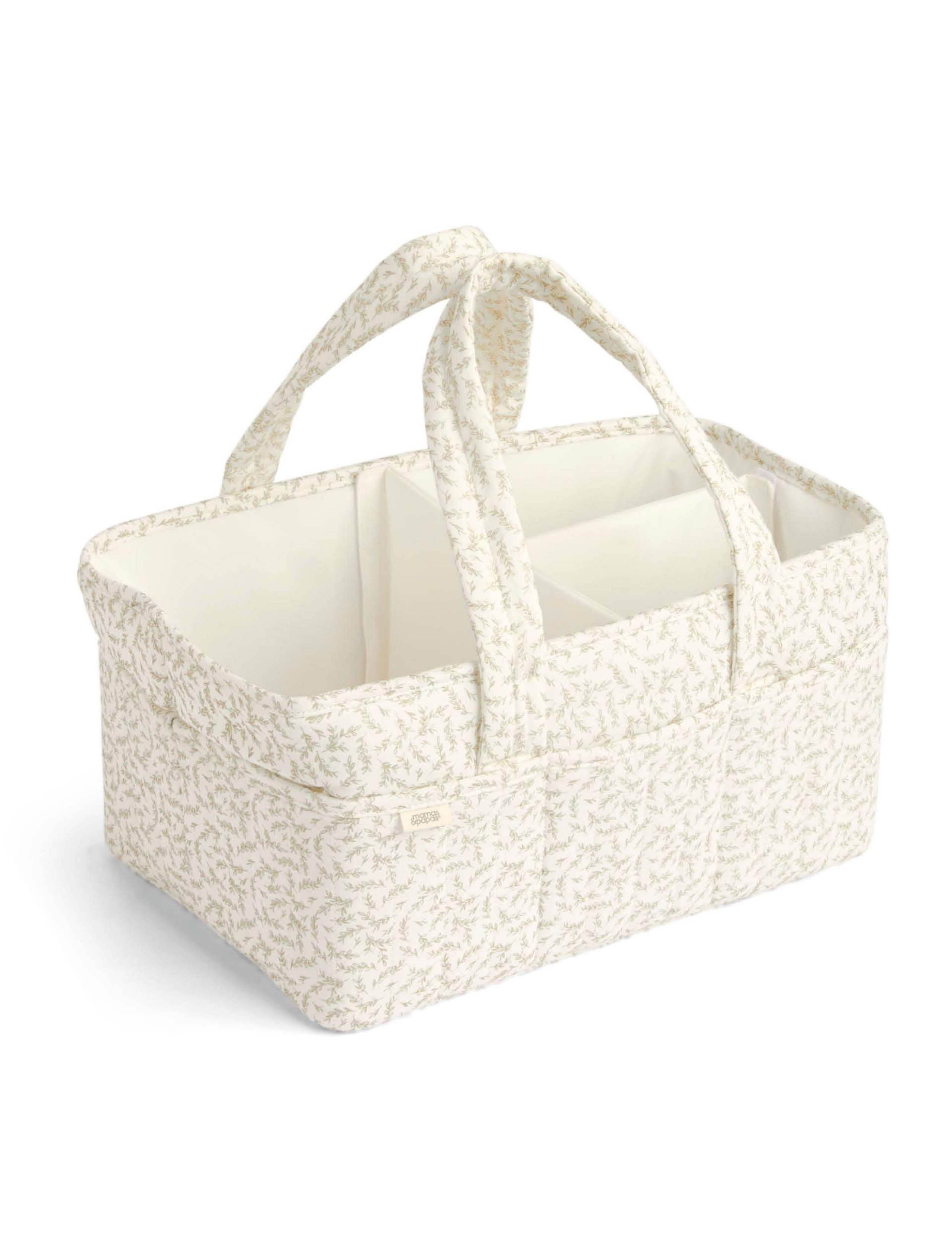 Pure Cotton Leaf Print Nappy Caddy Bag