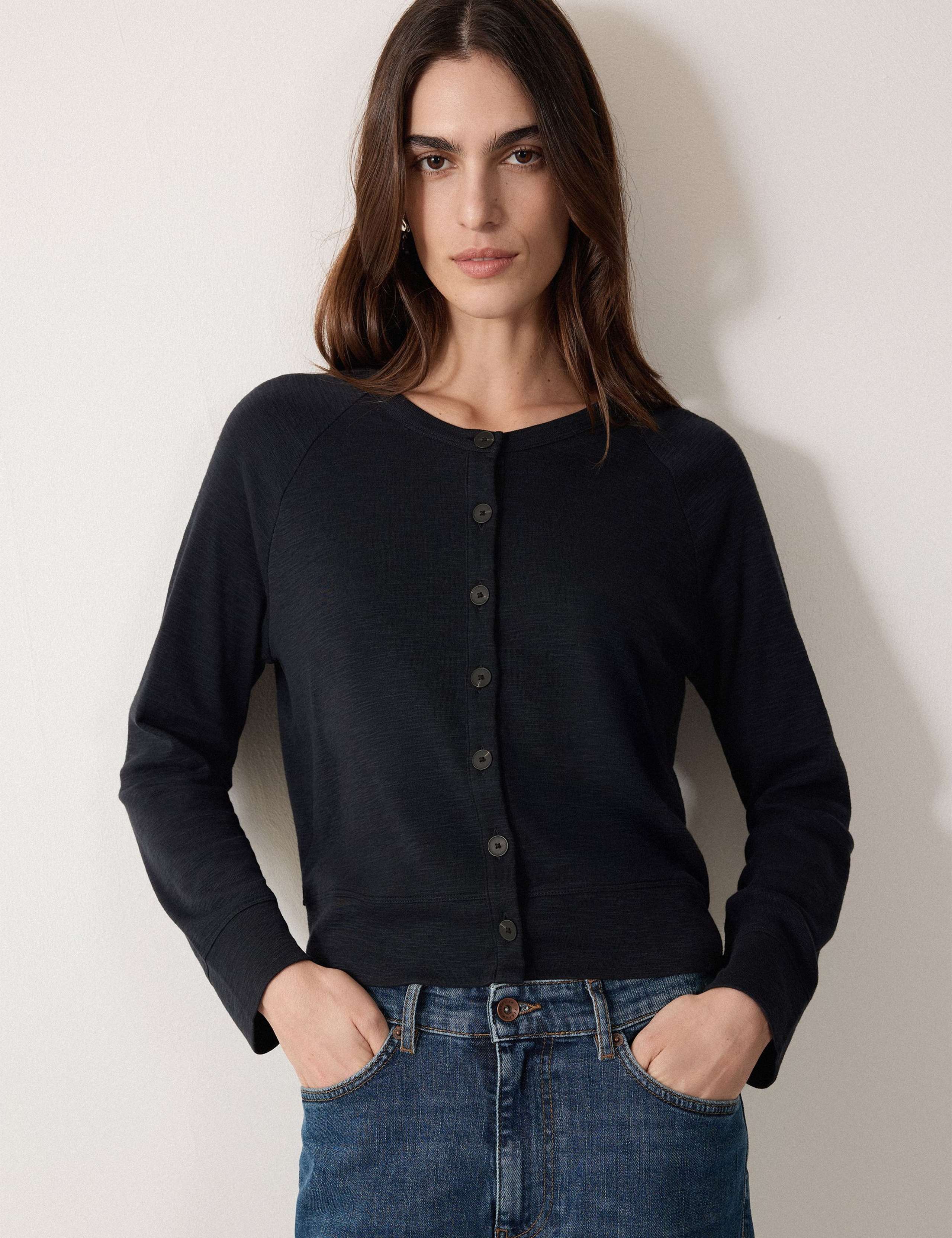 Pure Cotton Crew Neck Cardigan