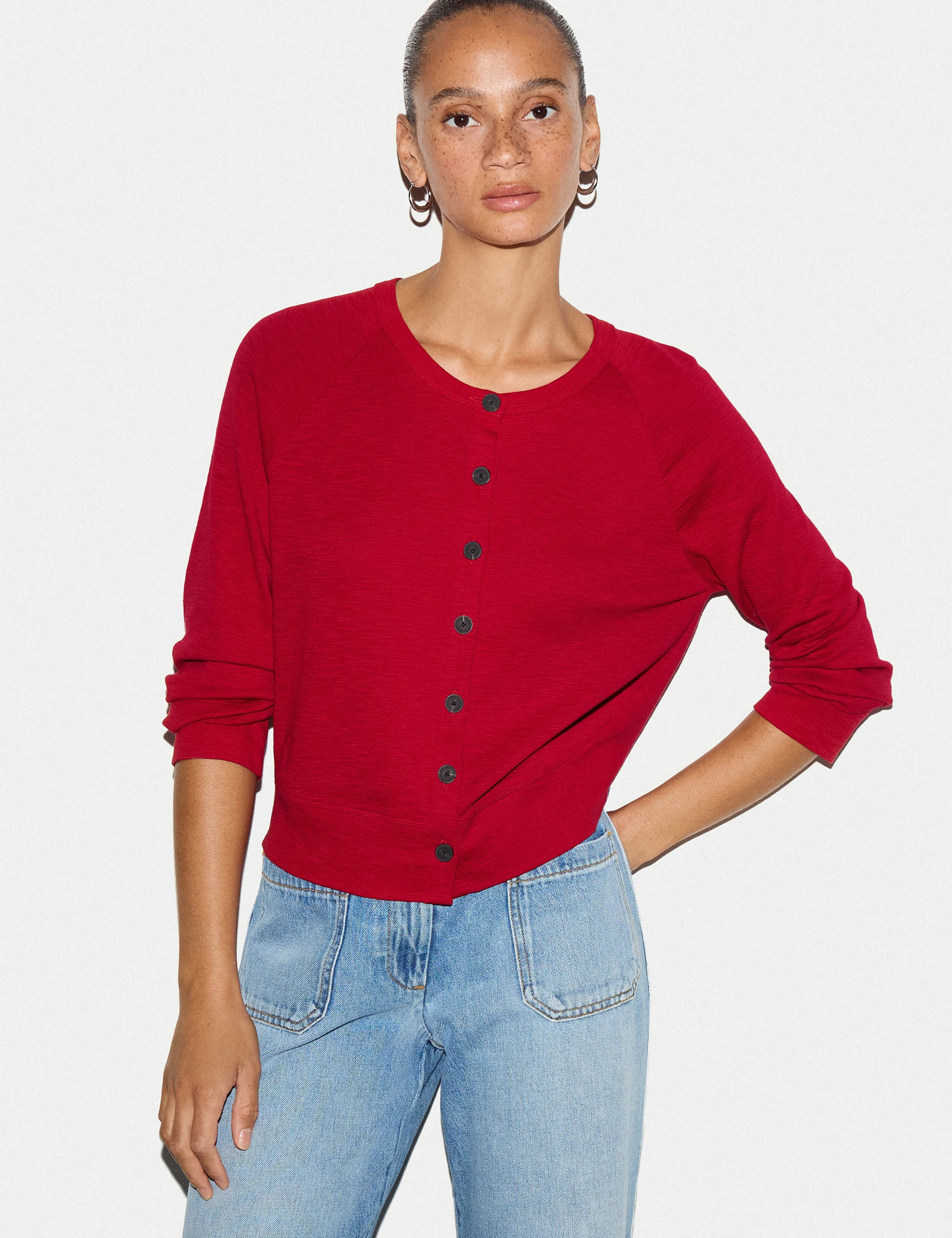 Pure Cotton Crew Neck Cardigan