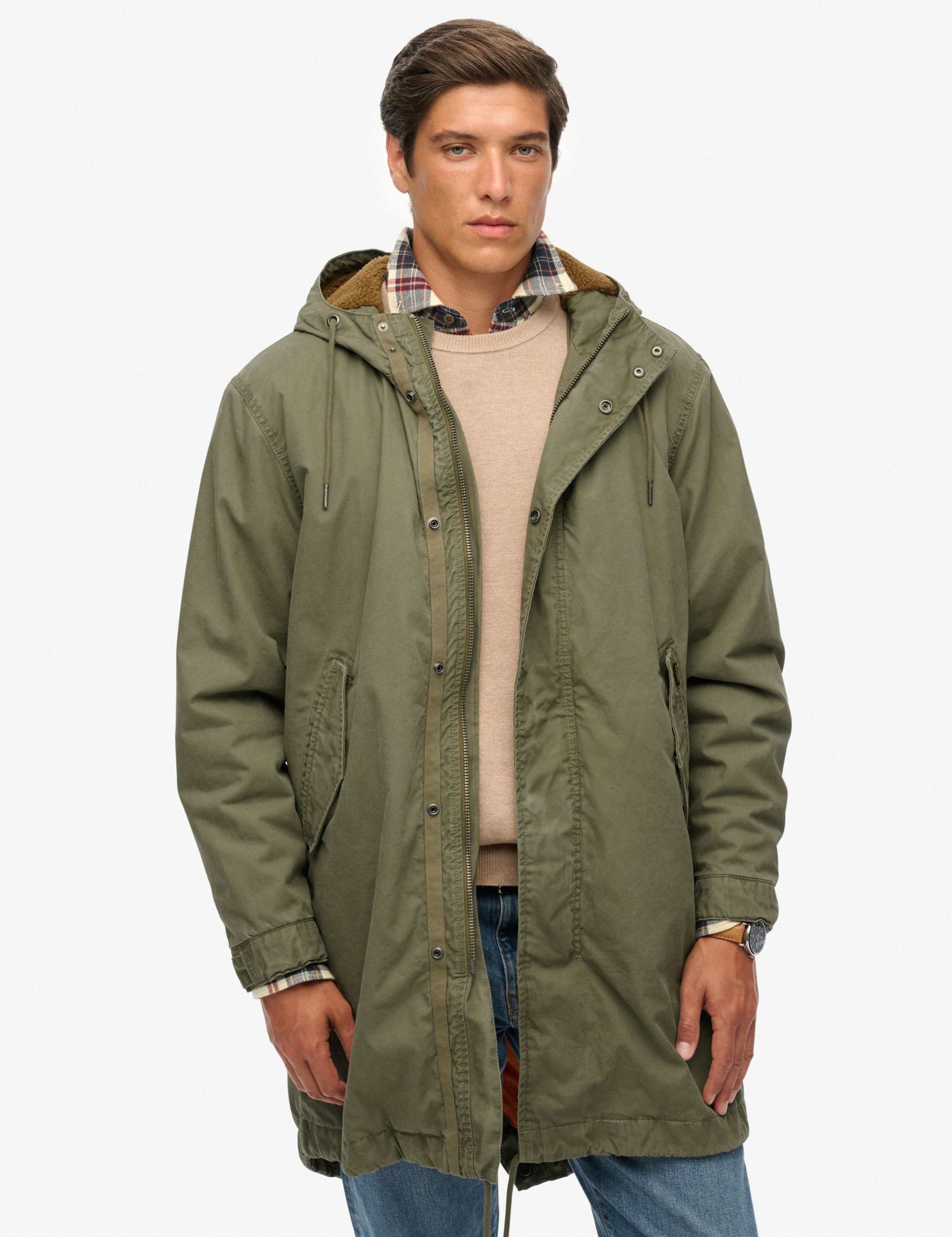 Pure Cotton Hooded Utility Parka Jacket