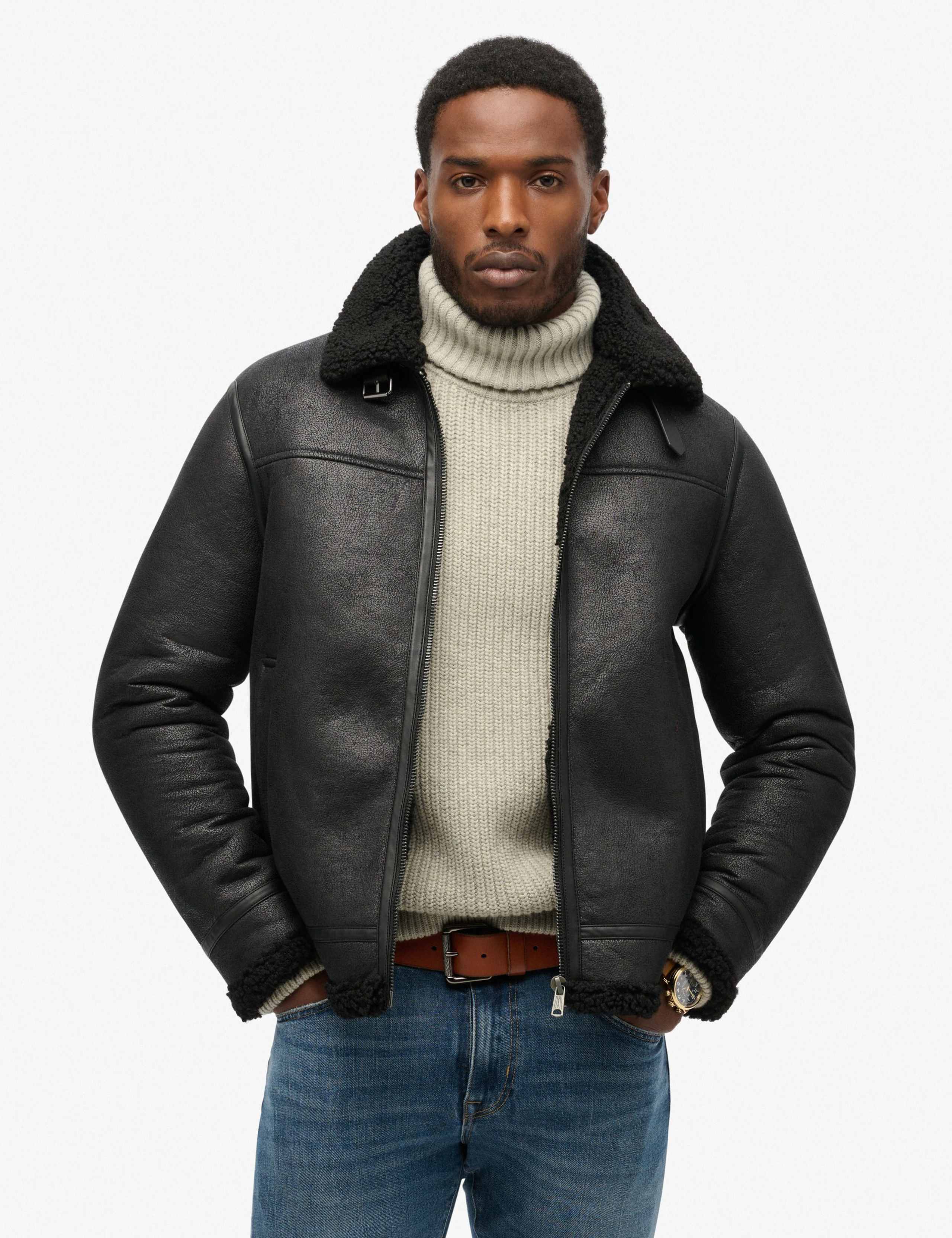 Faux Shearling Aviator Jacket