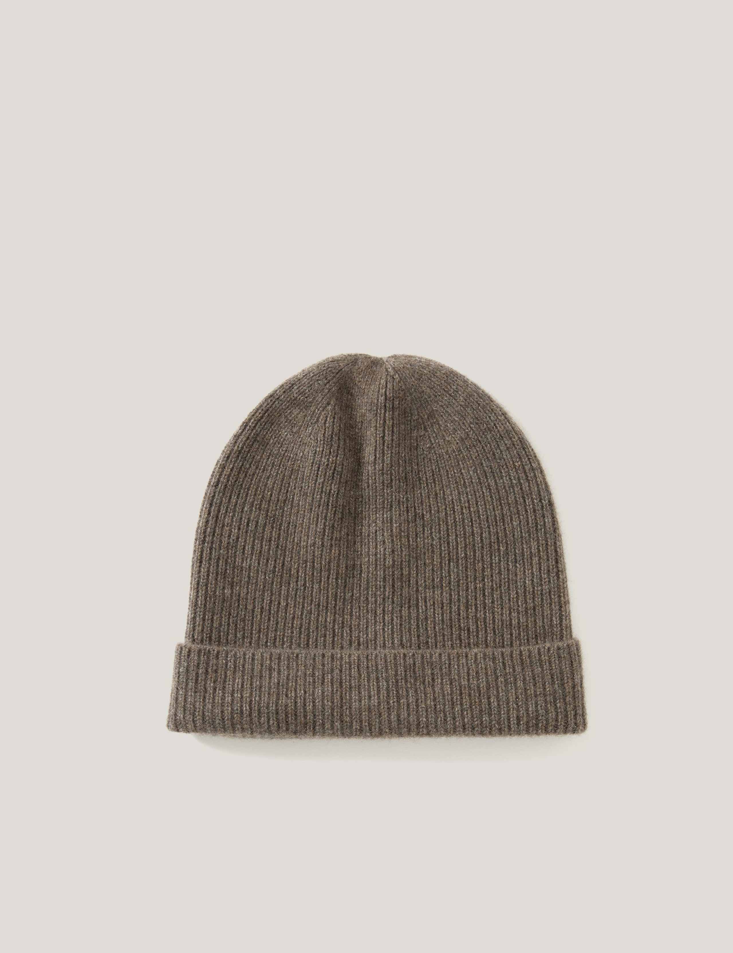 Pure Cashmere Rib Beanie Hat