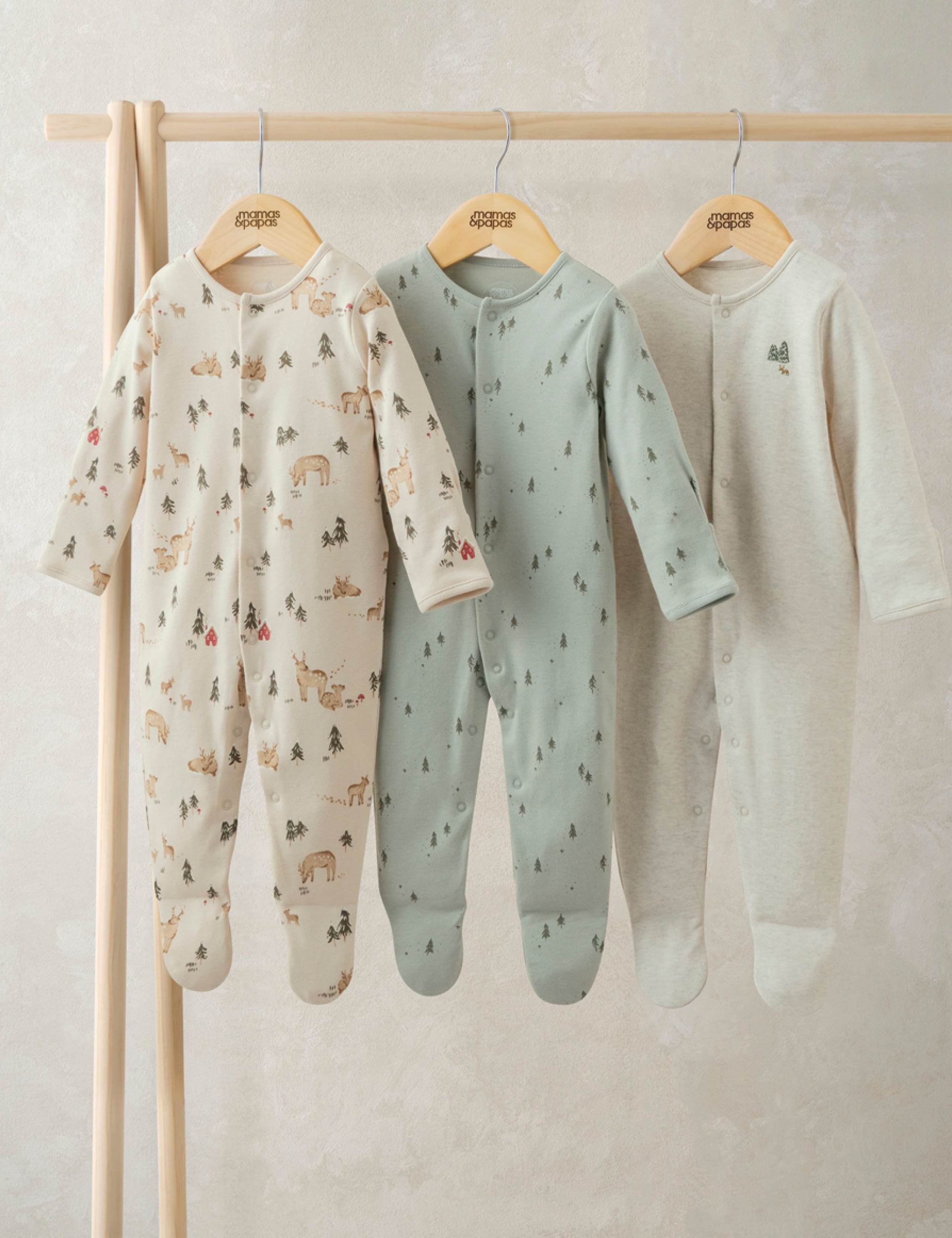 3pk Winter Woodland Sleepsuits (0-24 Mths)