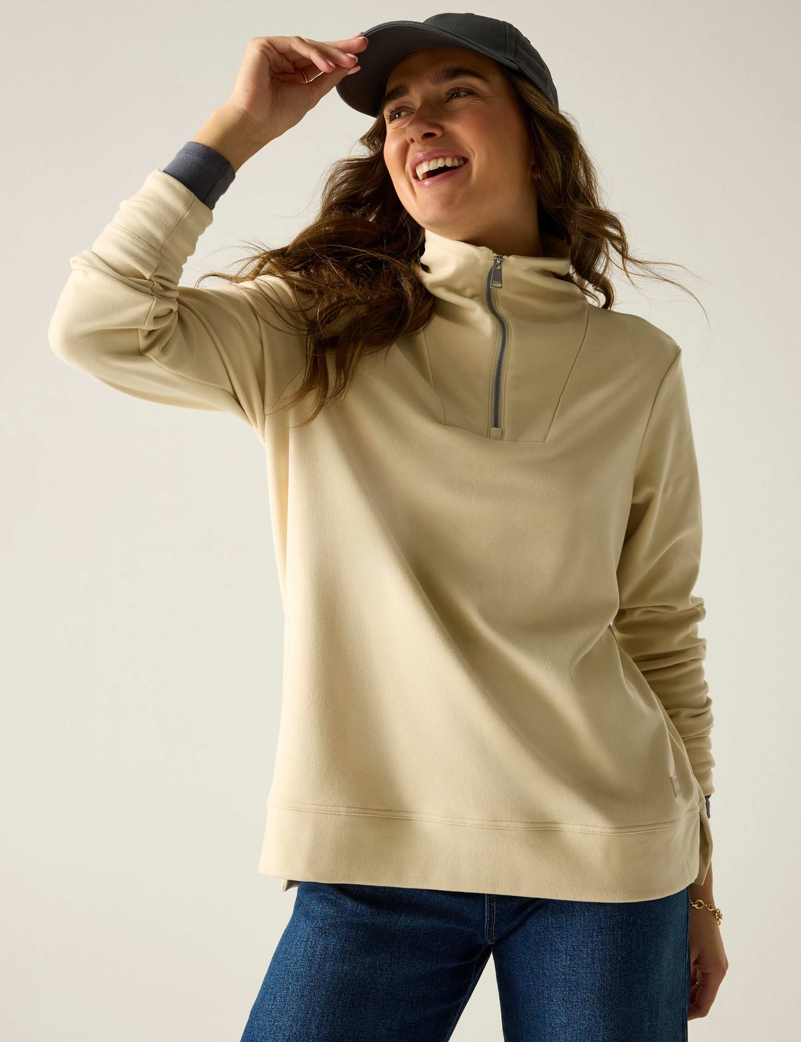 Demmi Funnel Neck Half Zip Sweatshirt