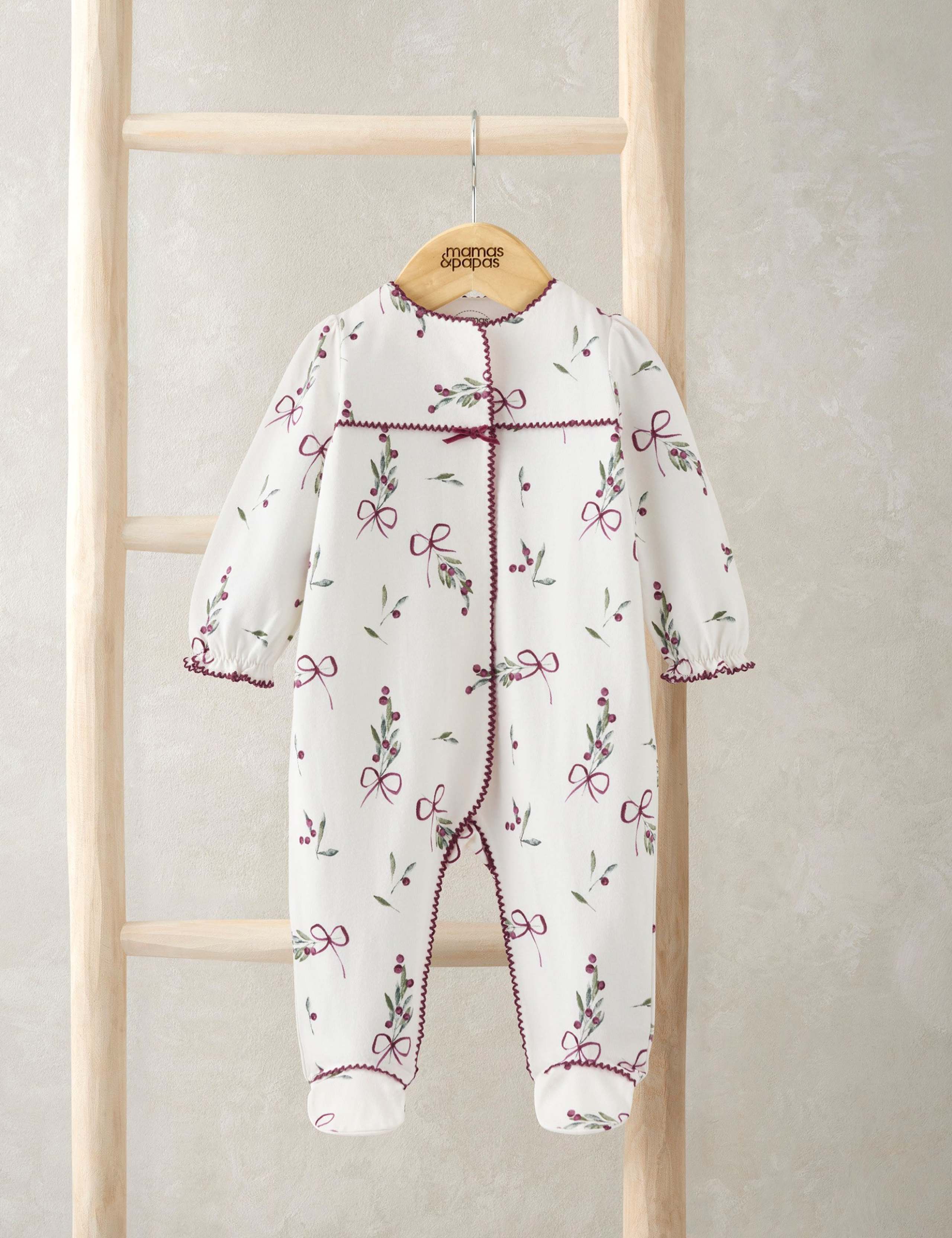 Pure Cotton Winter Berry Sleepsuit (0-12 Mths)