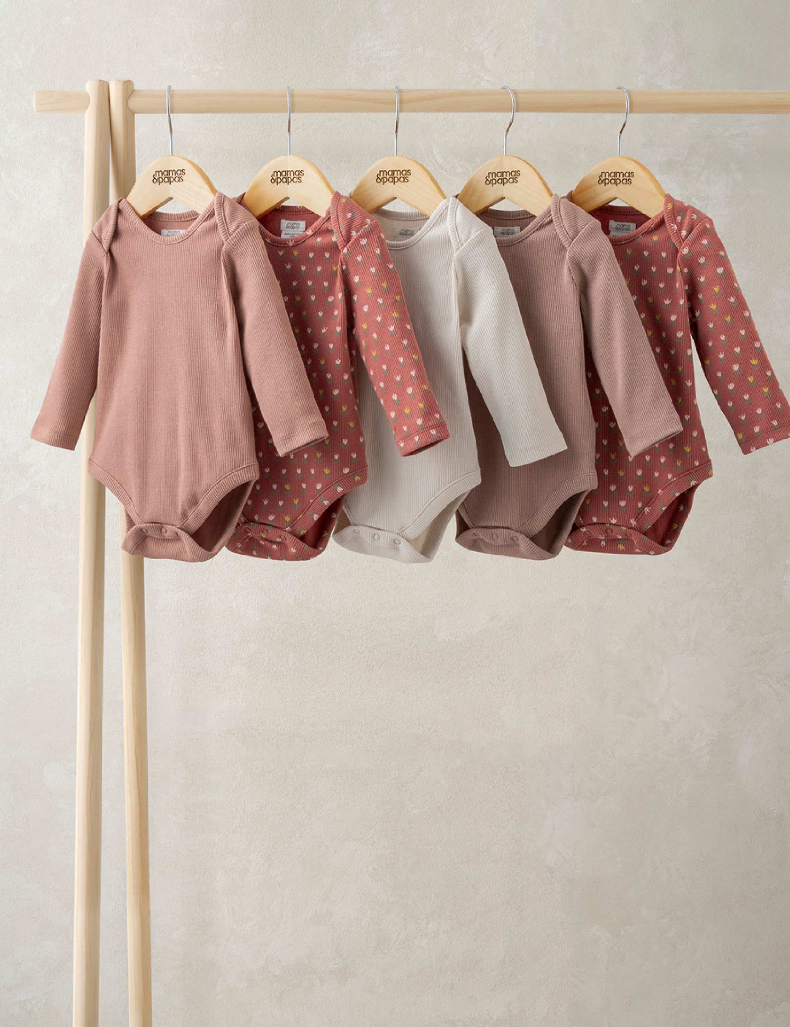 5pk Long Sleeve Bodysuits (0-24 Mths)