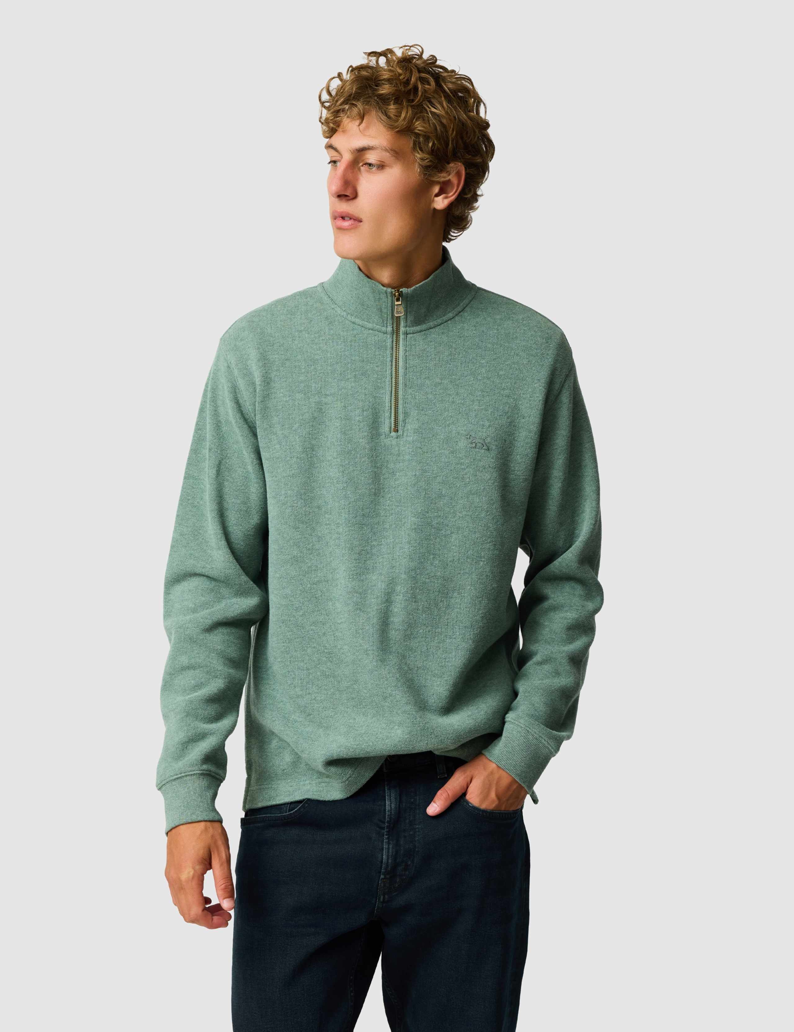 Alton Ave Pure Cotton Half Zip Sweatshirt