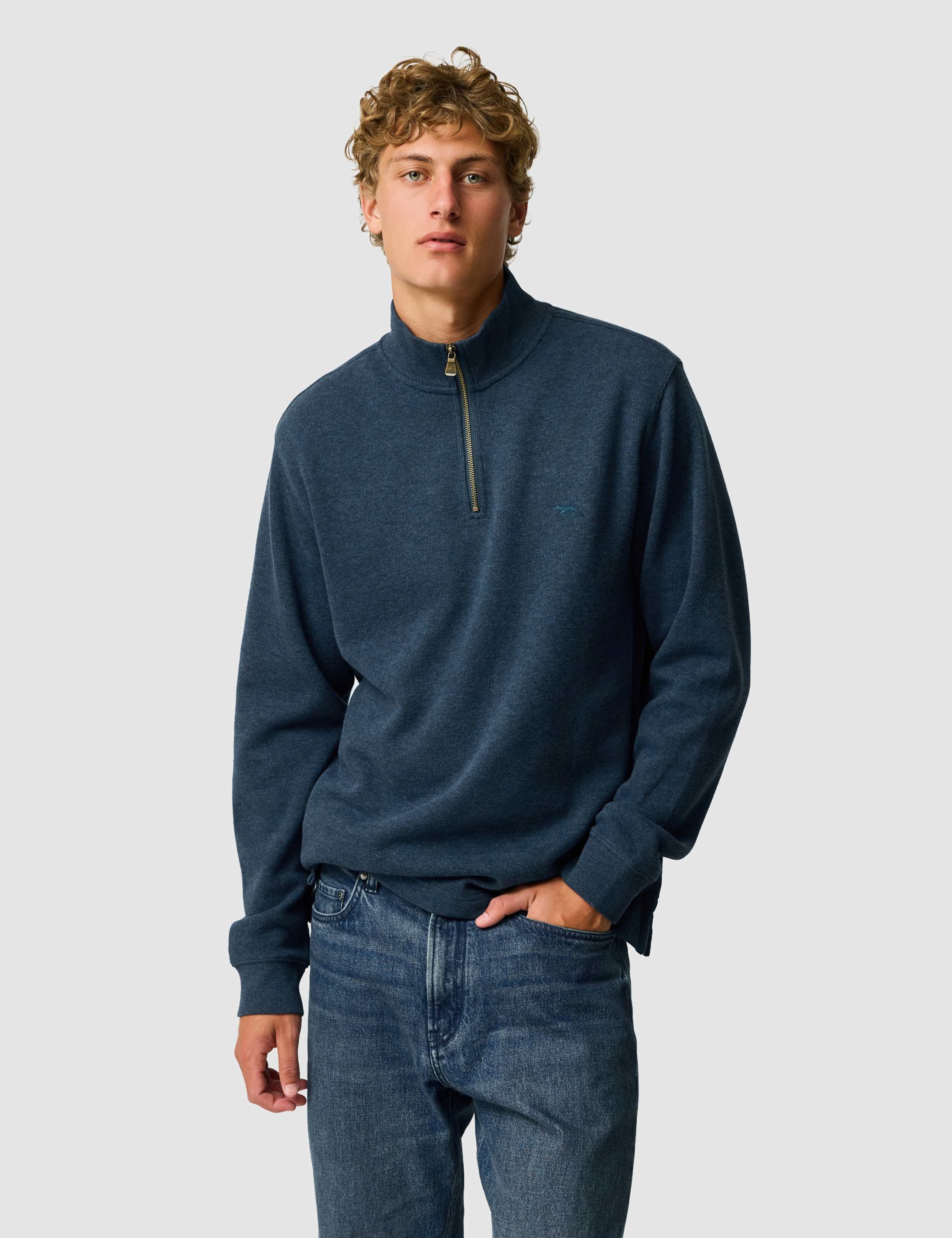 Alton Ave Pure Cotton Half Zip Sweatshirt