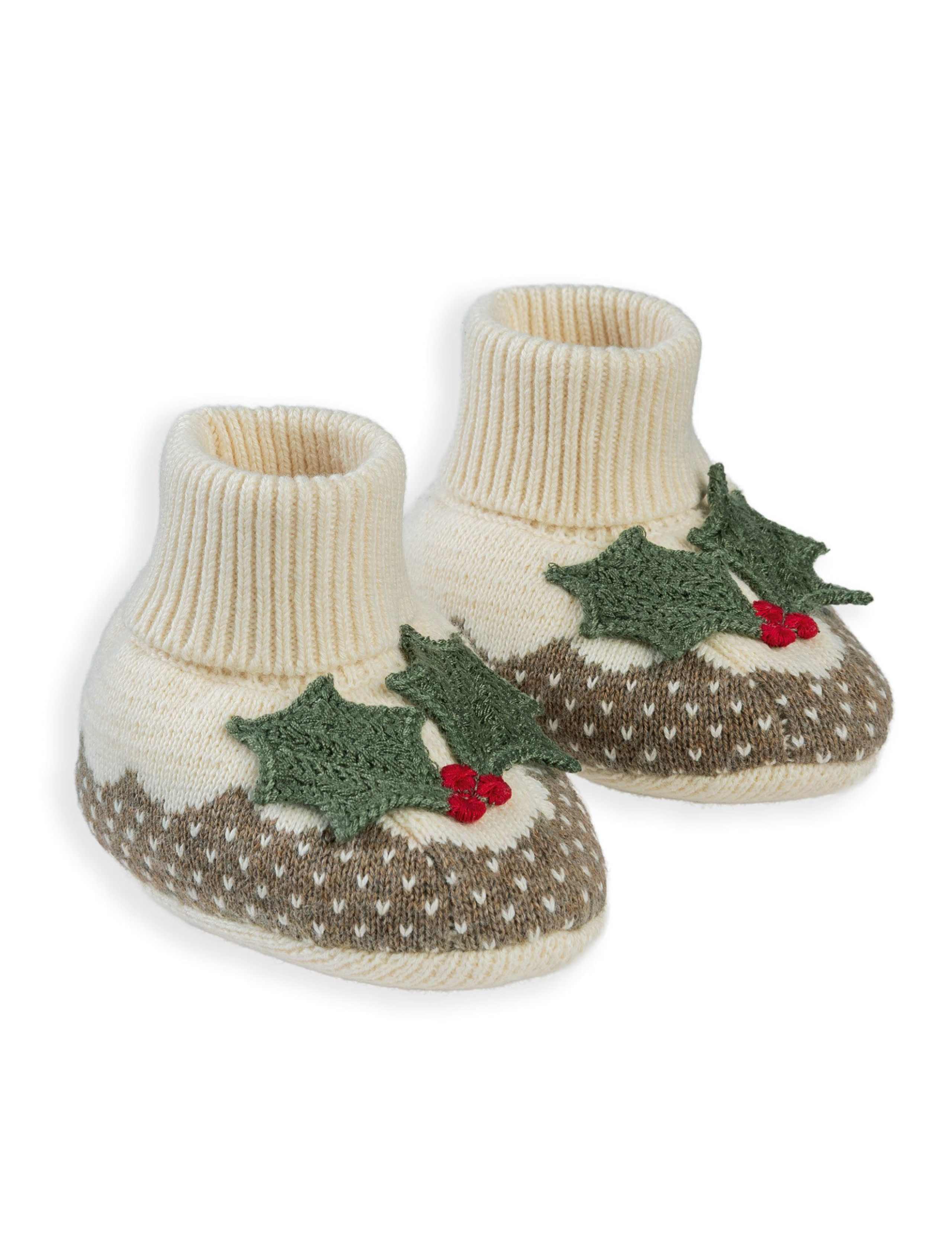 Christmas Pudding Booties (0-12 Mths)
