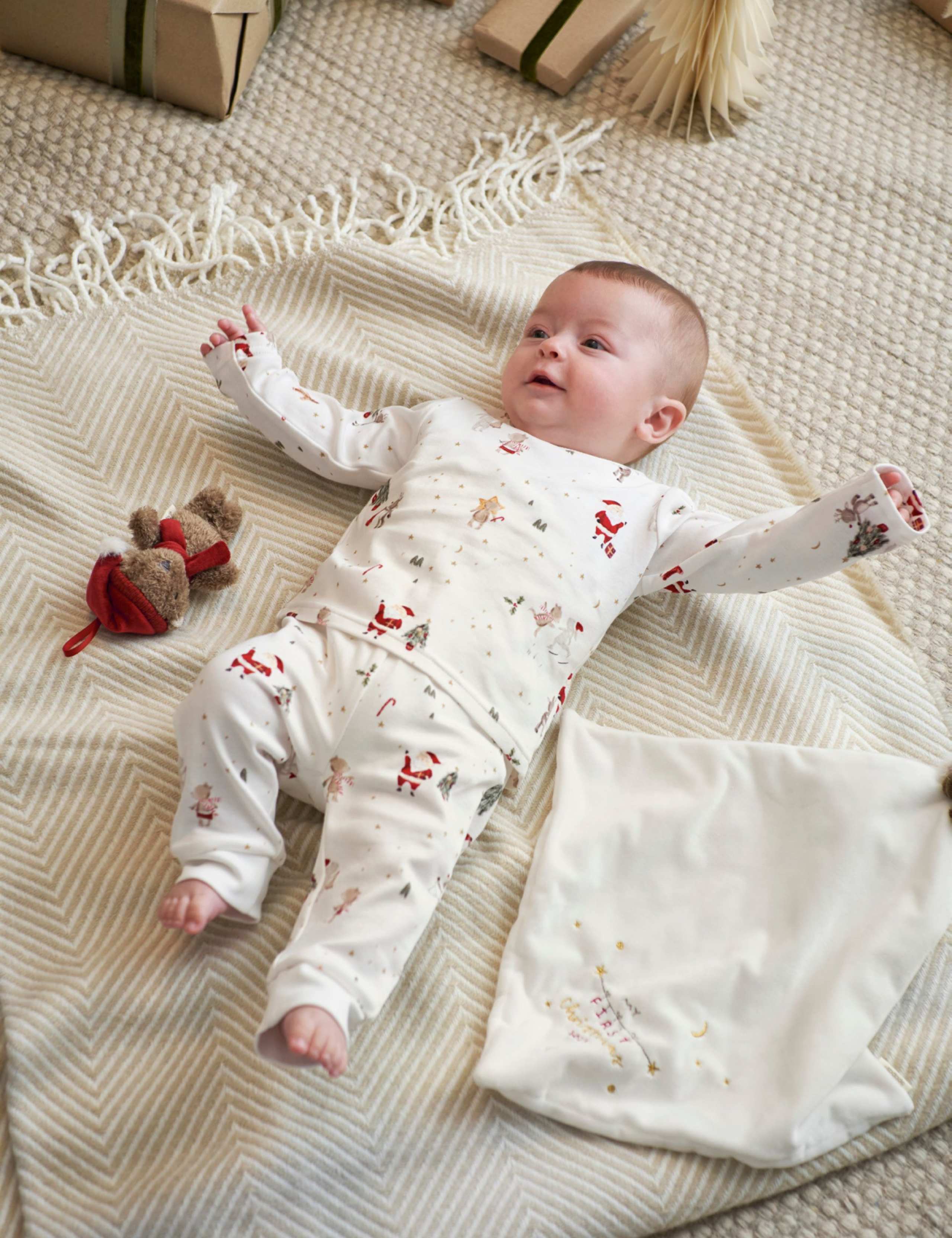 Pure Cotton Christmas Sleepsuit (0-12 Mths)