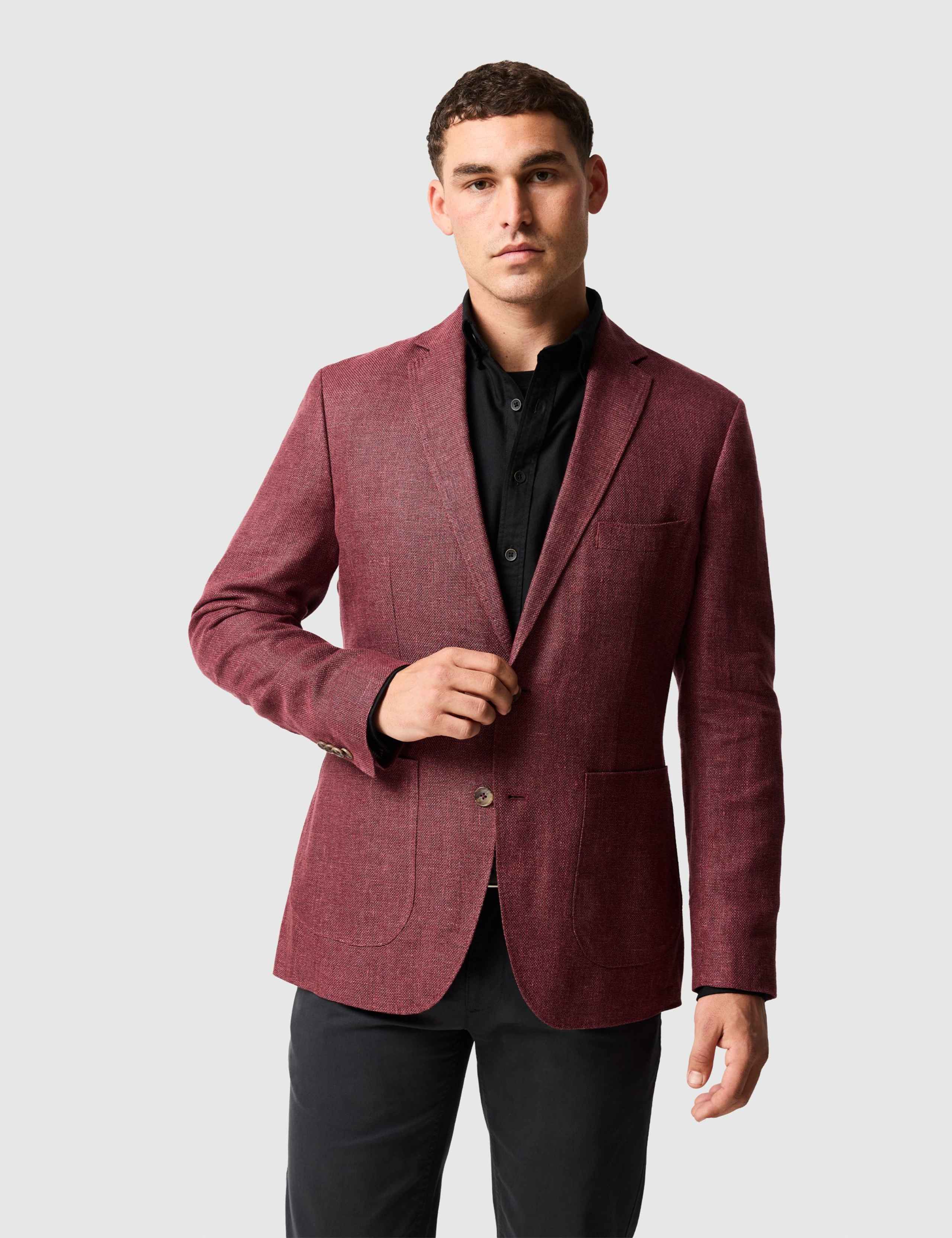 Regular Fit Linen Rich Textured Blazer