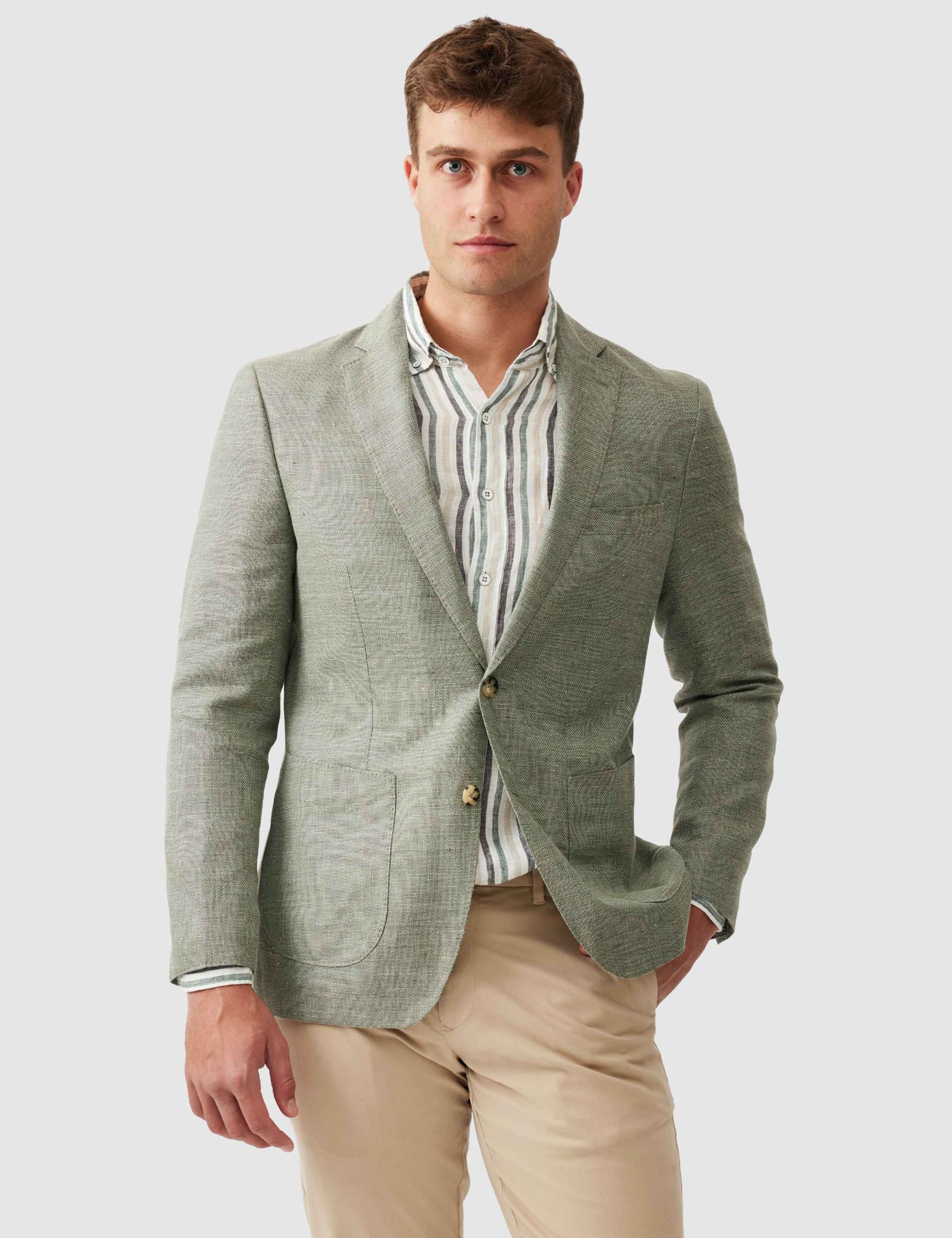 Regular Fit Linen Rich Textured Blazer