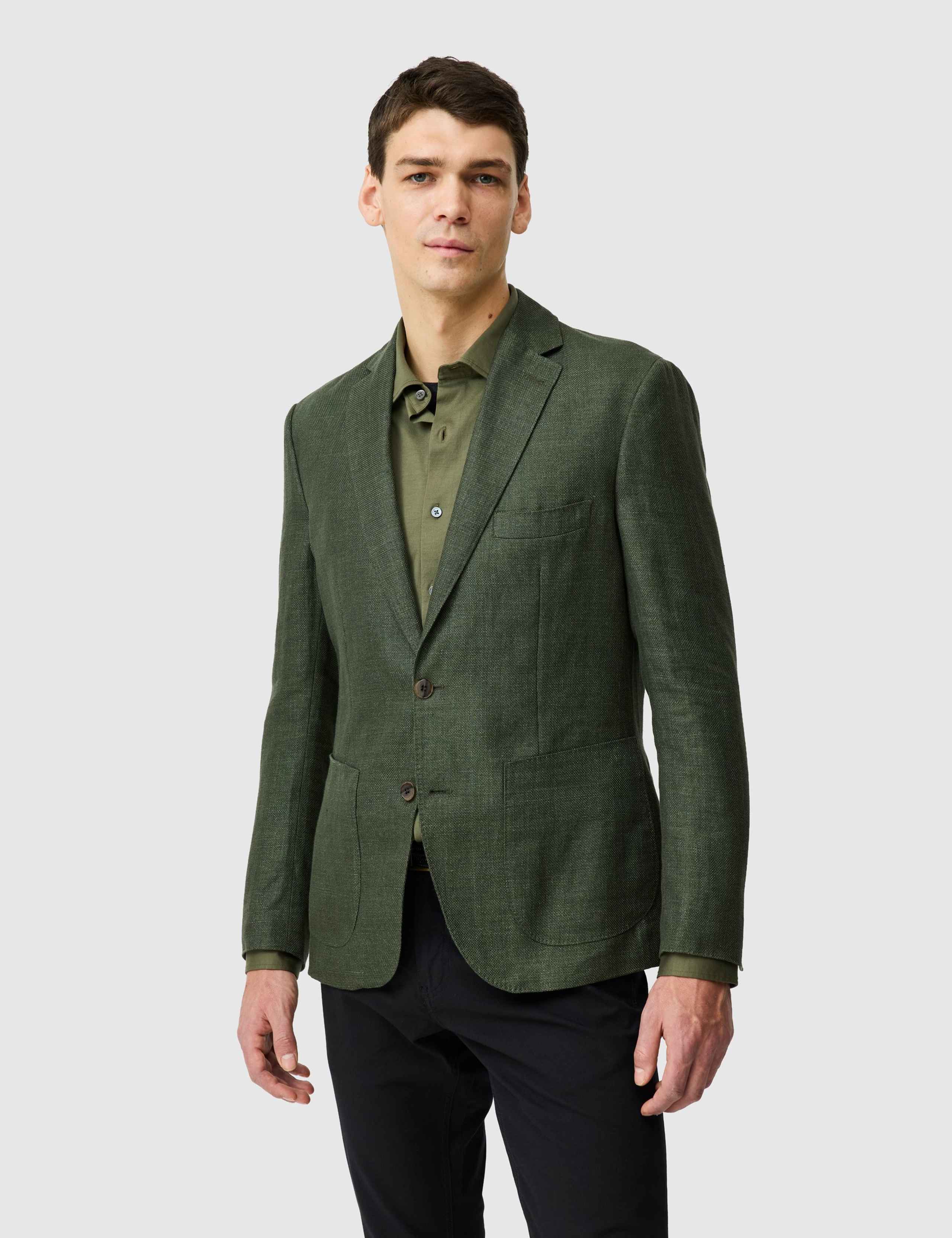 Regular Fit Linen Rich Textured Blazer
