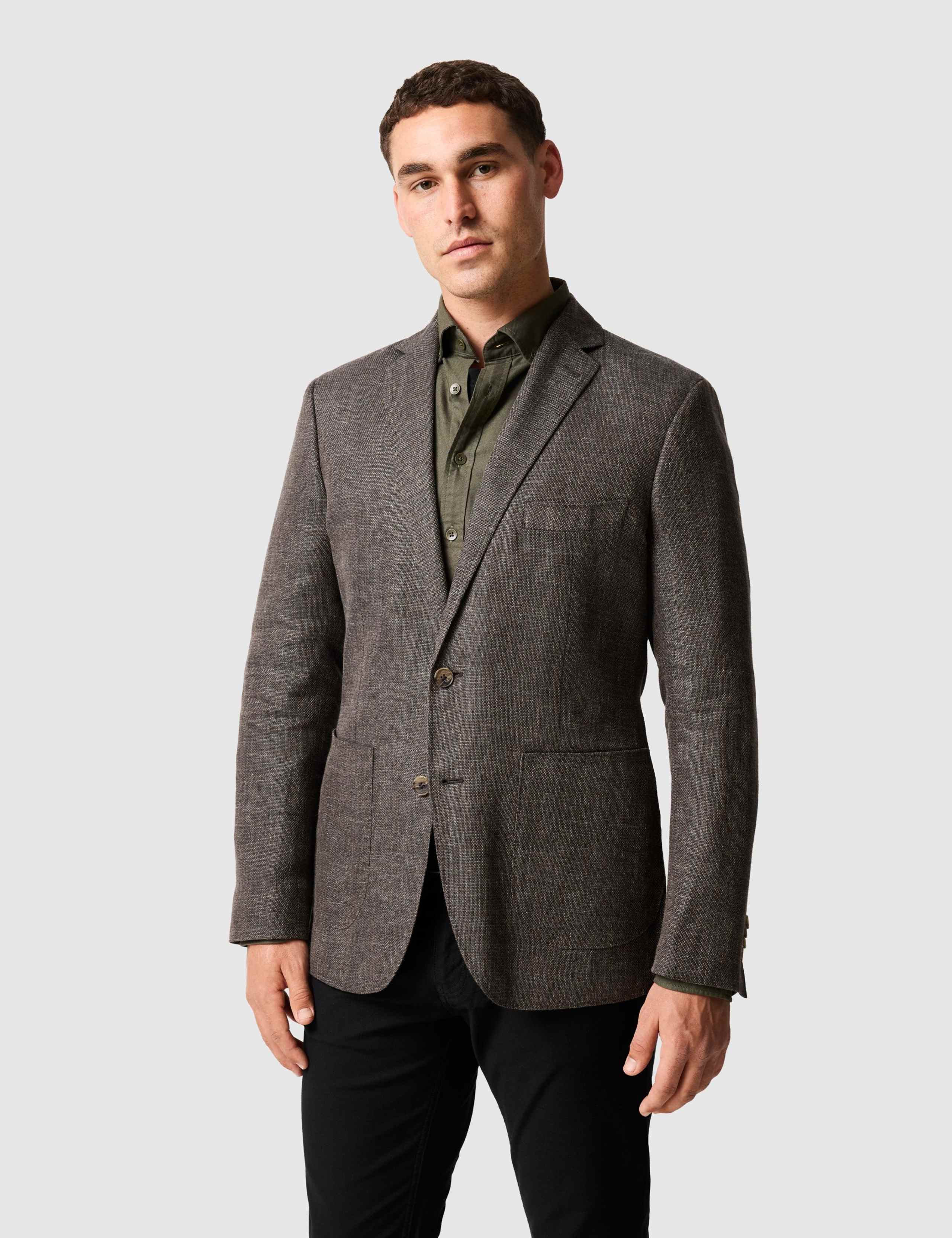 Regular Fit Linen Rich Textured Blazer