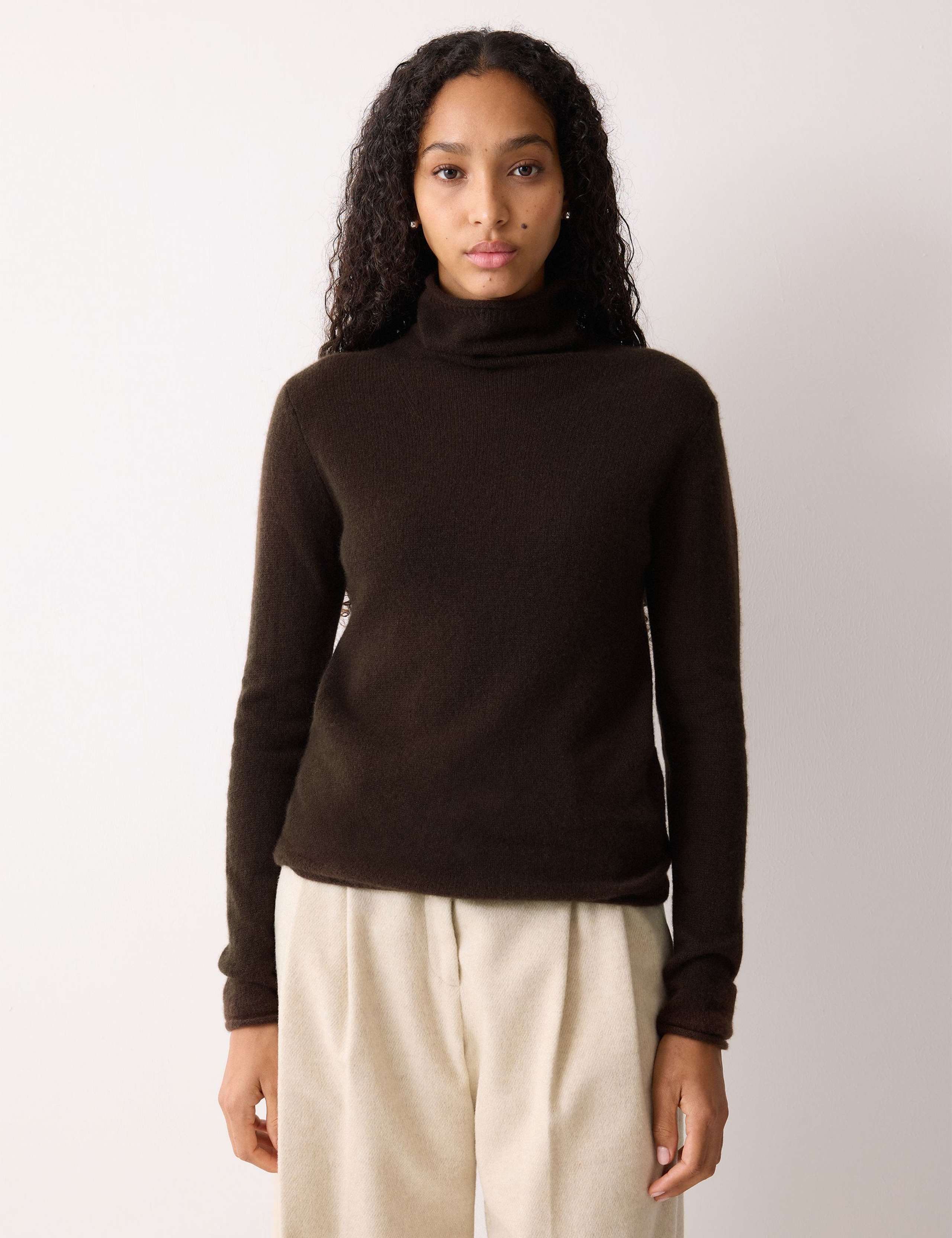 Pure Cashmere Polo Neck Relaxed Jumper