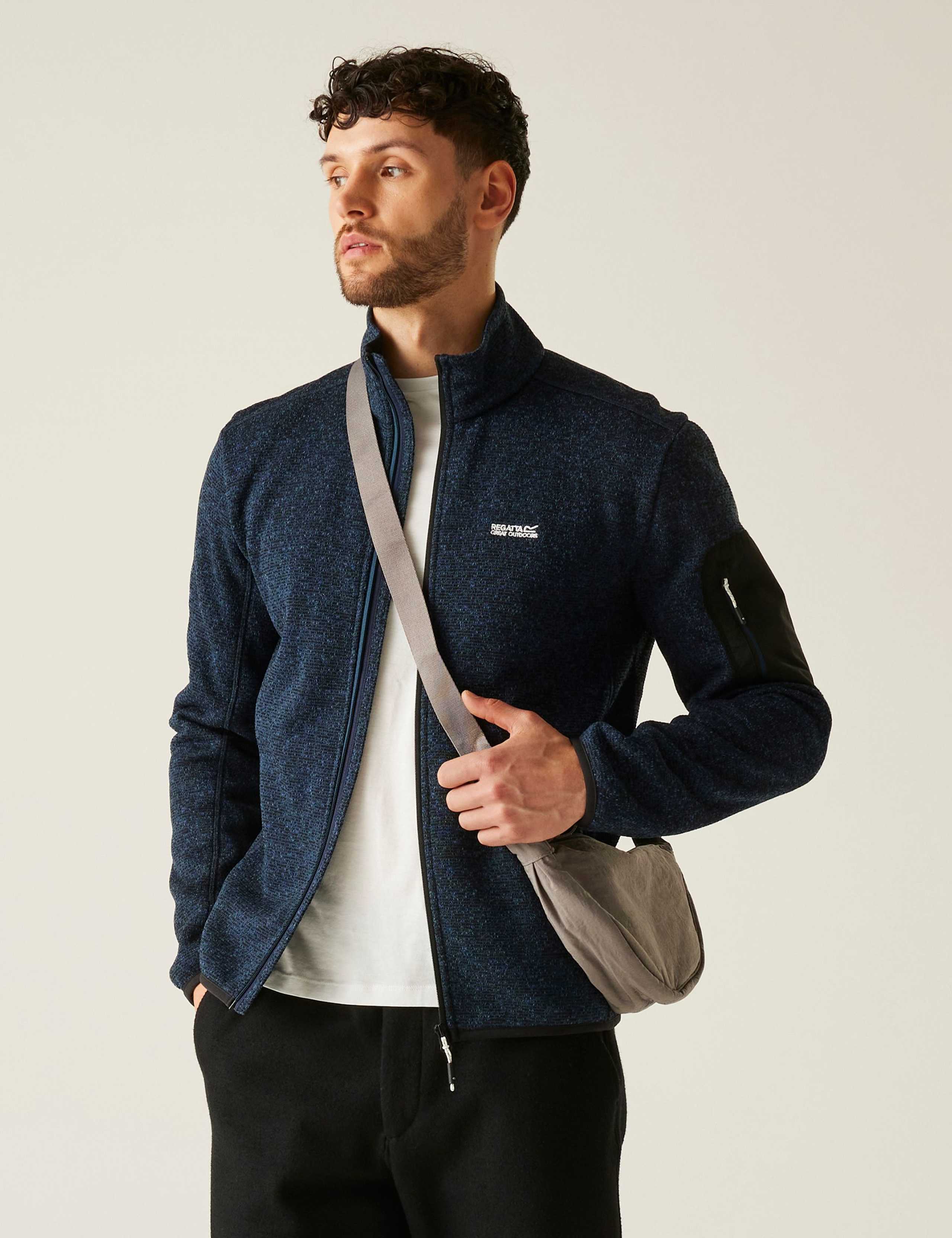 Newhill Textured Funnel Neck Zip Up Fleece
