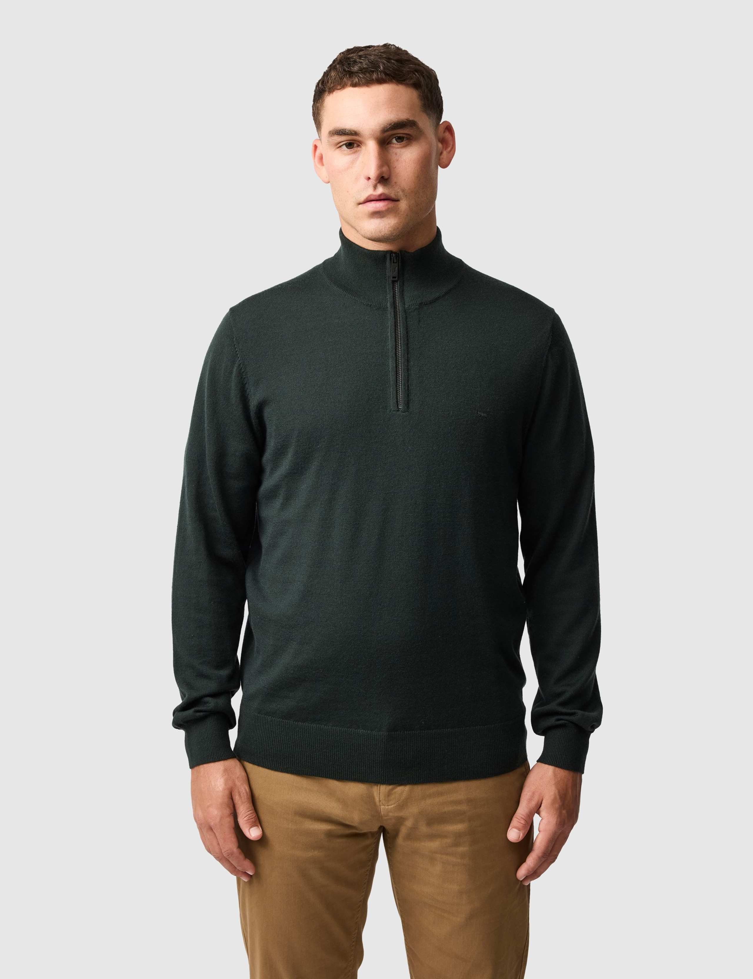 Nobles Pure Merino Wool Half Zip Jumper