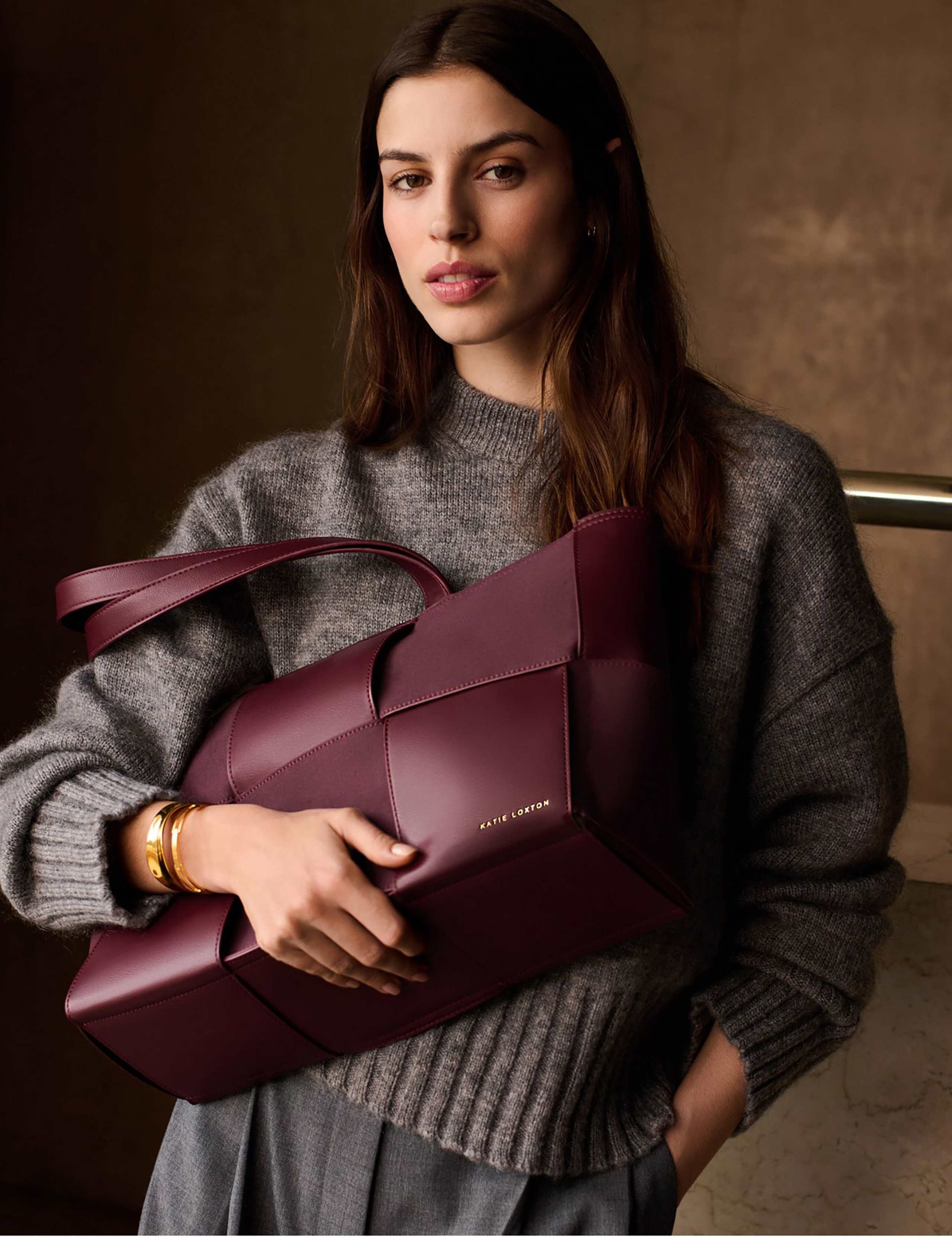 Faux Leather Woven Tote Bag