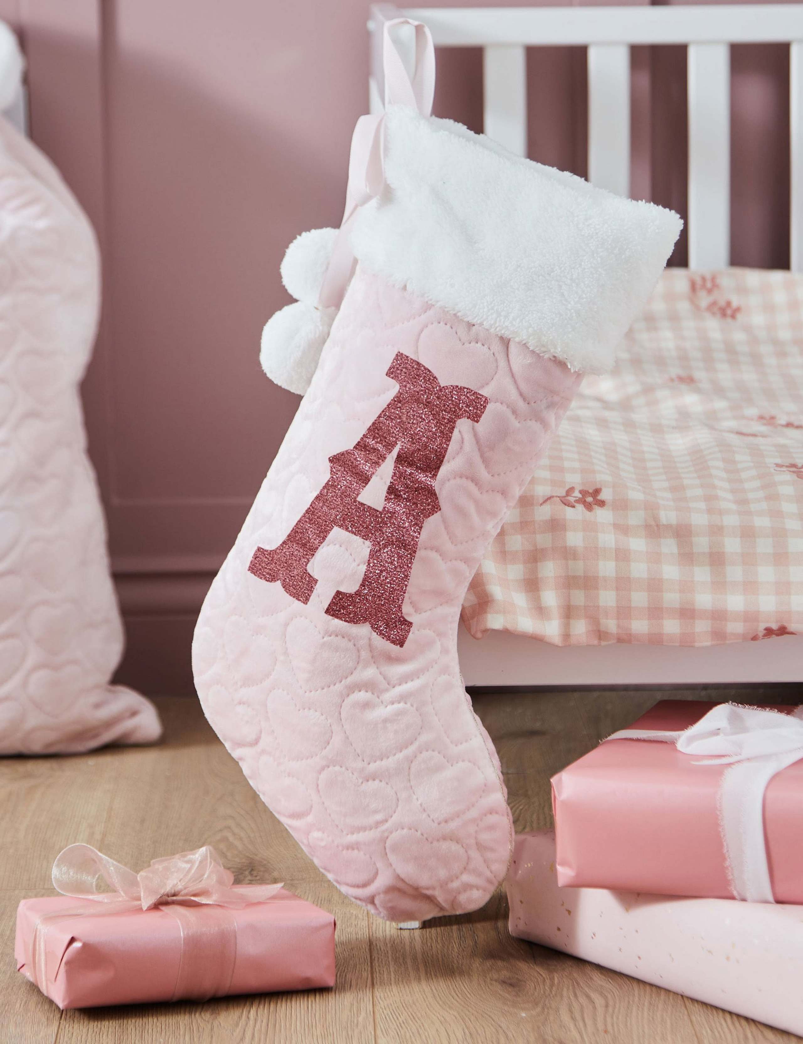Personalised Pink Velvet Small Stocking