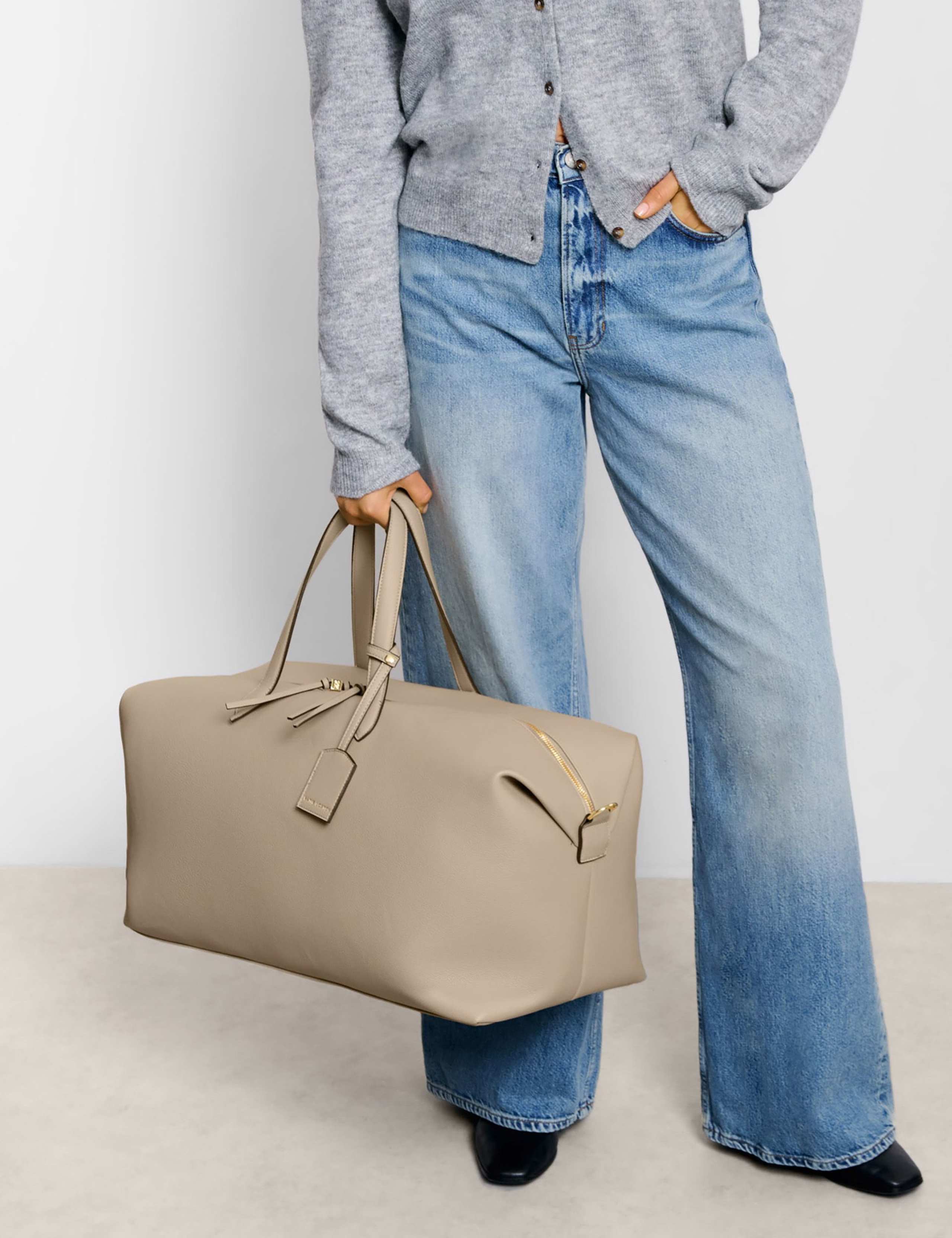 Faux Leather Padded Top Handle Weekend Bag