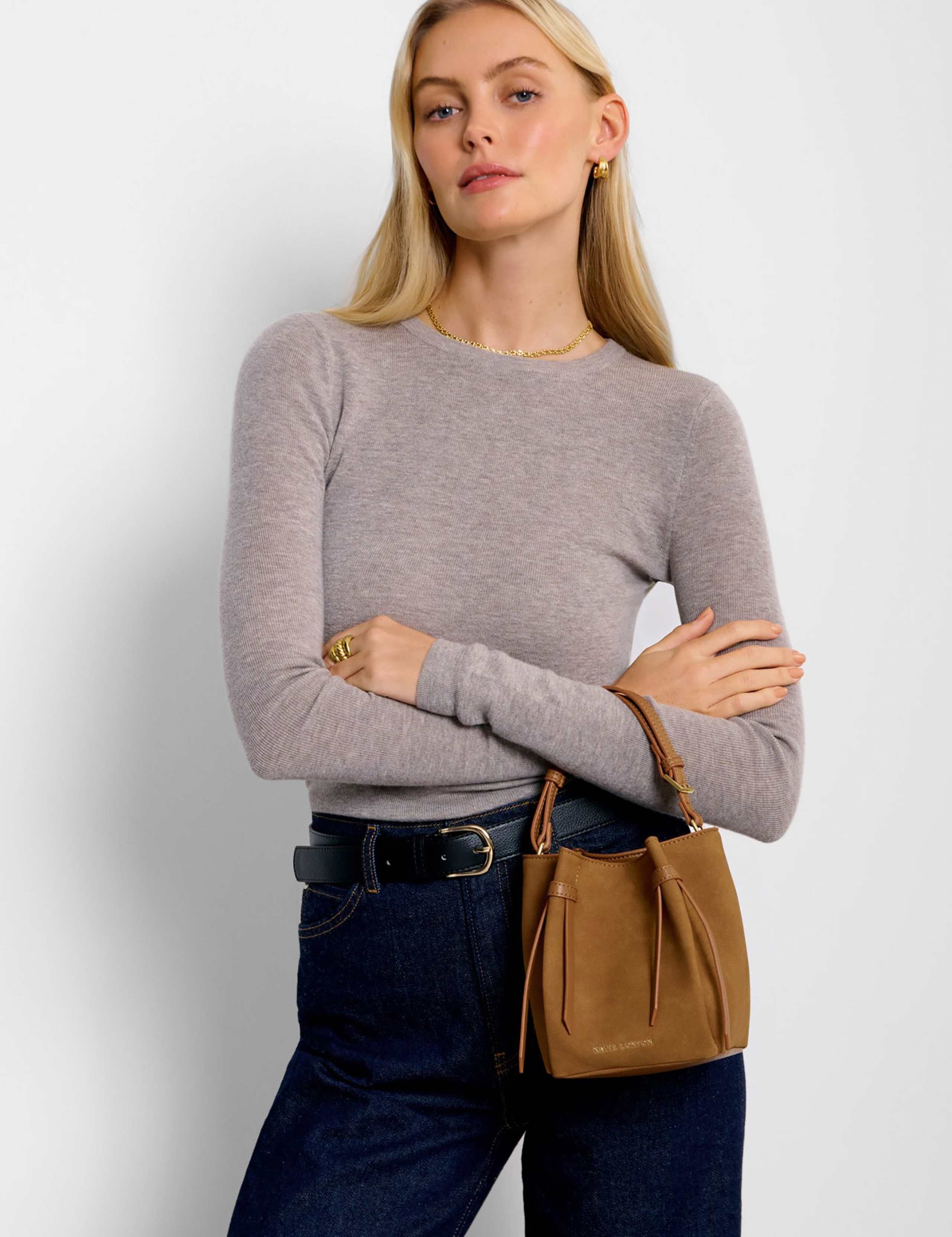 Faux Suede Mini Bucket Bag