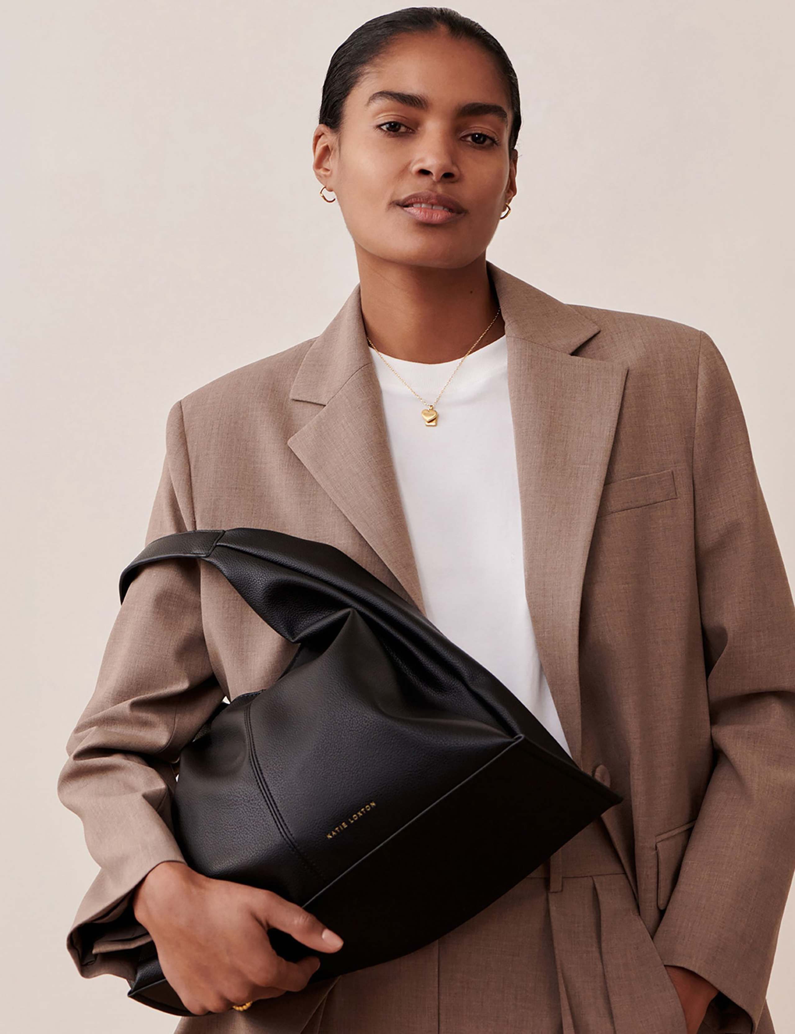 Faux Leather Slouchy Shoulder Bag