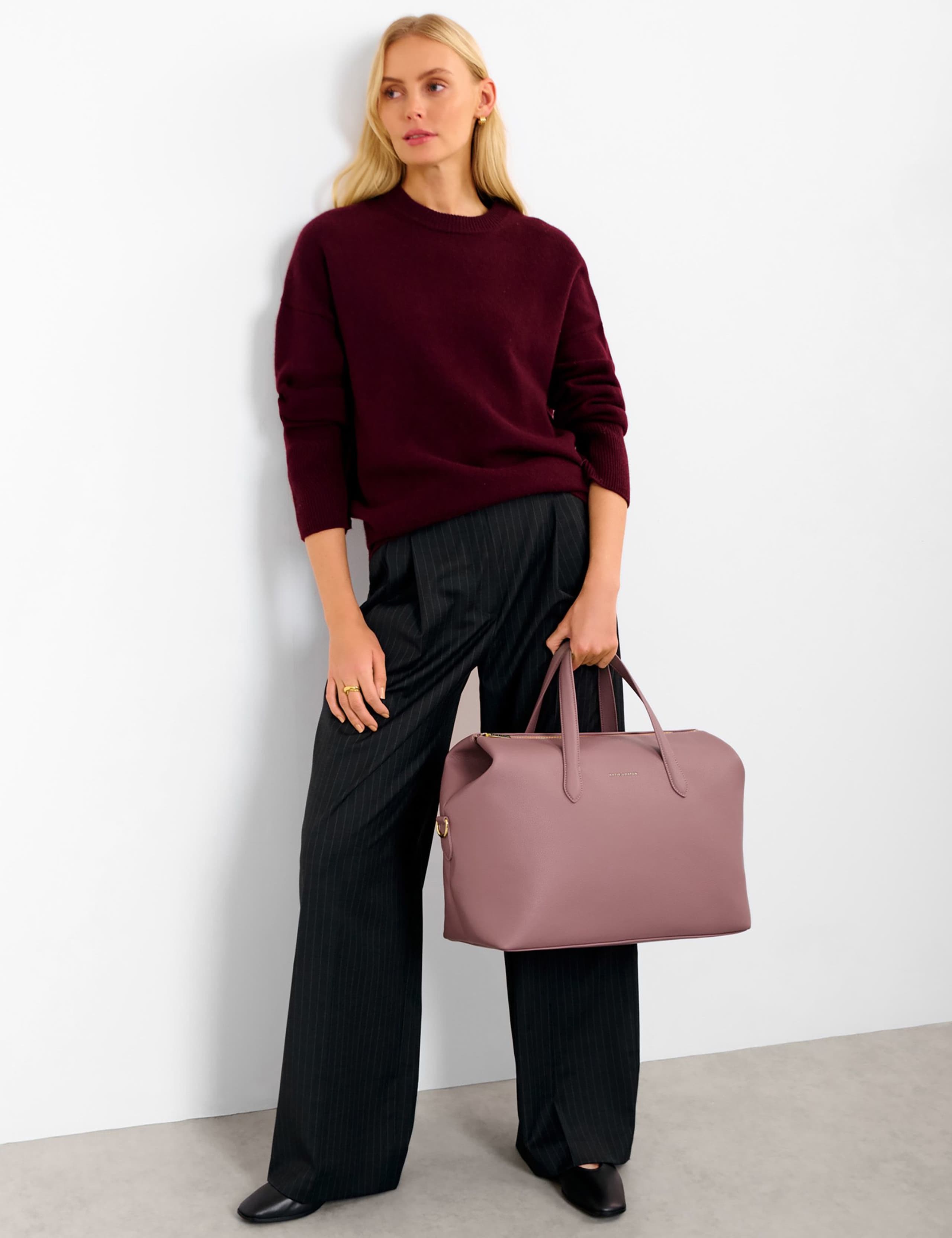 Faux Leather Top Handle Weekend Bag