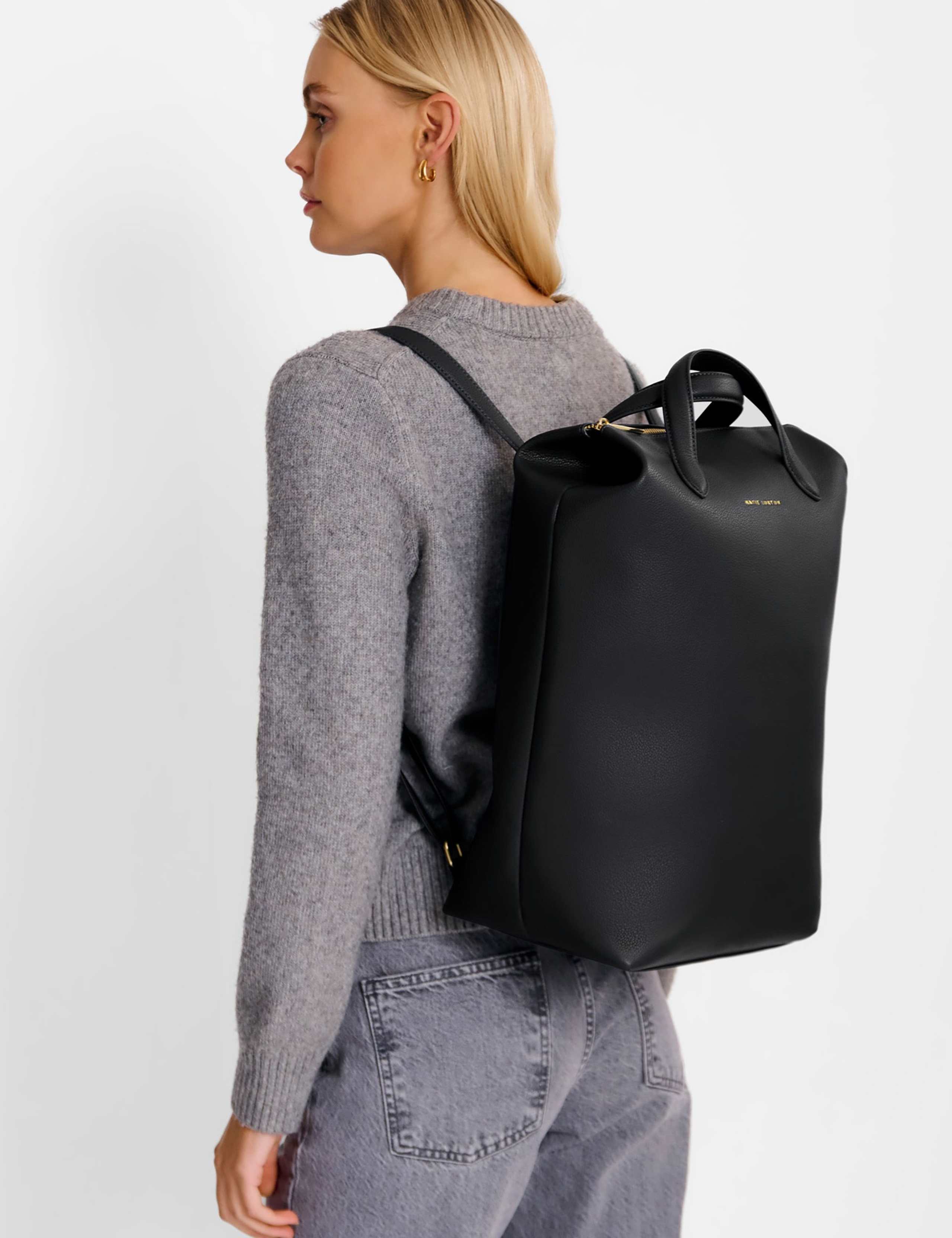 Faux Leather Top Handle Cabin Backpack