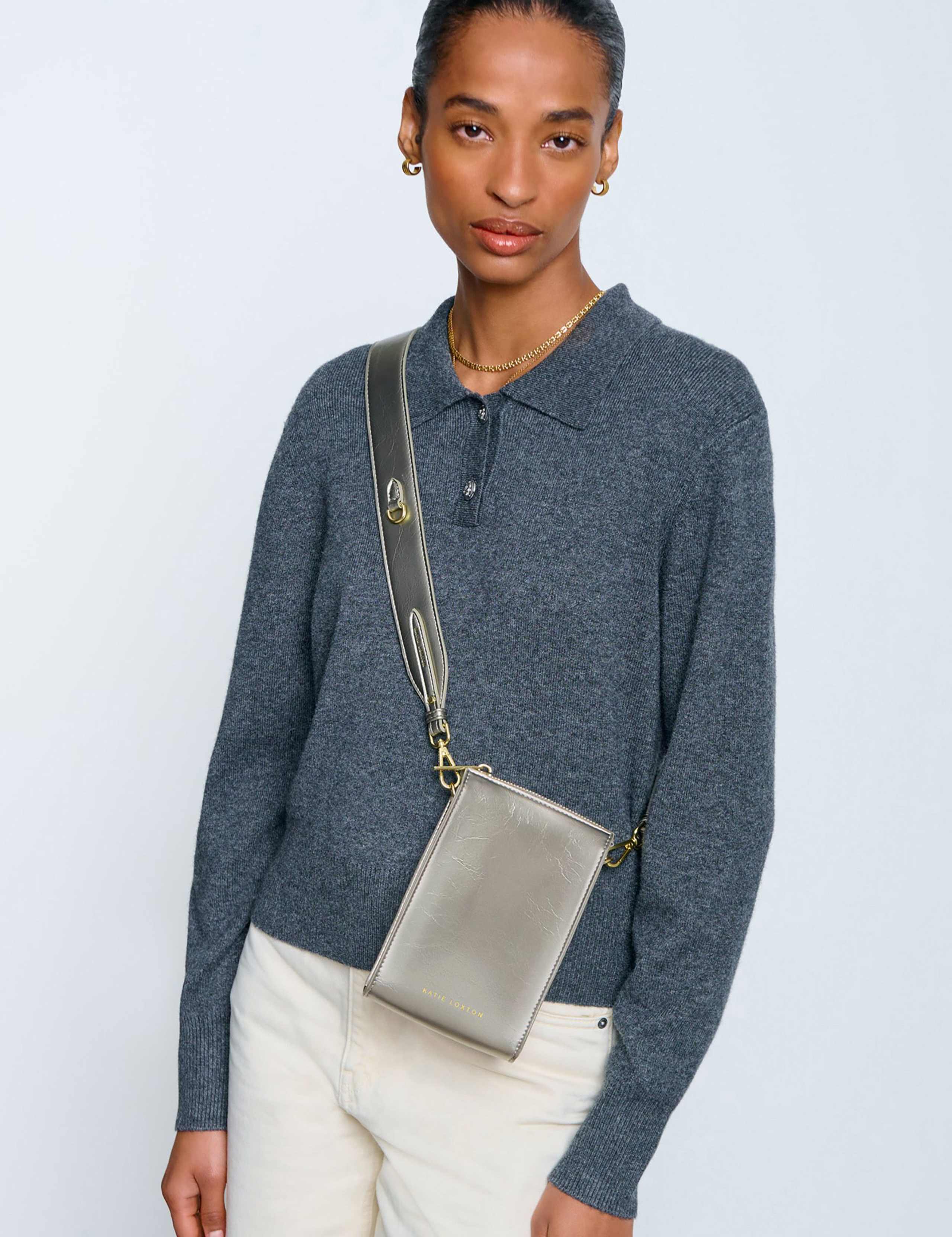 Faux Leather Metallic Cross Body Bag