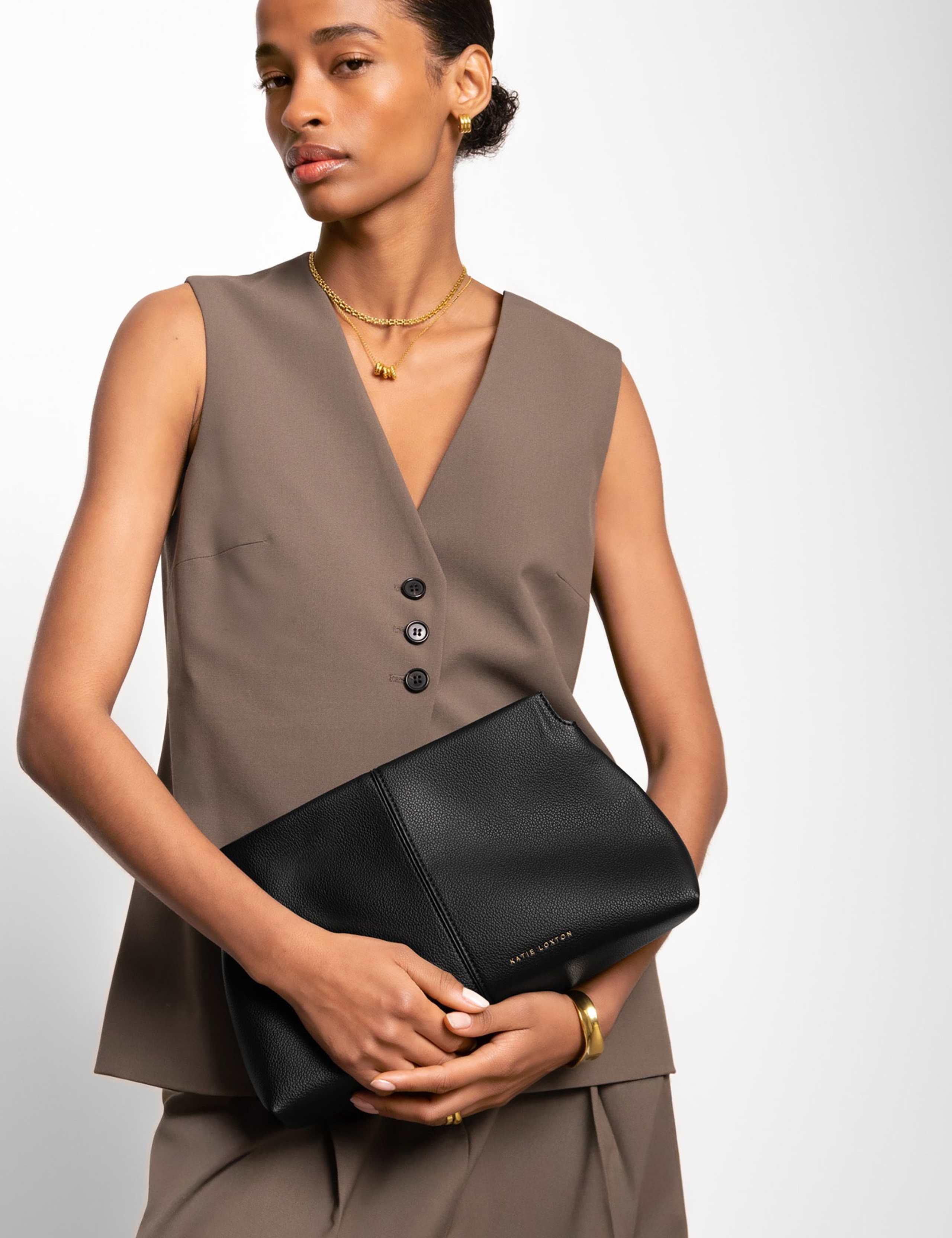 Faux Leather Underarm Clutch Bag