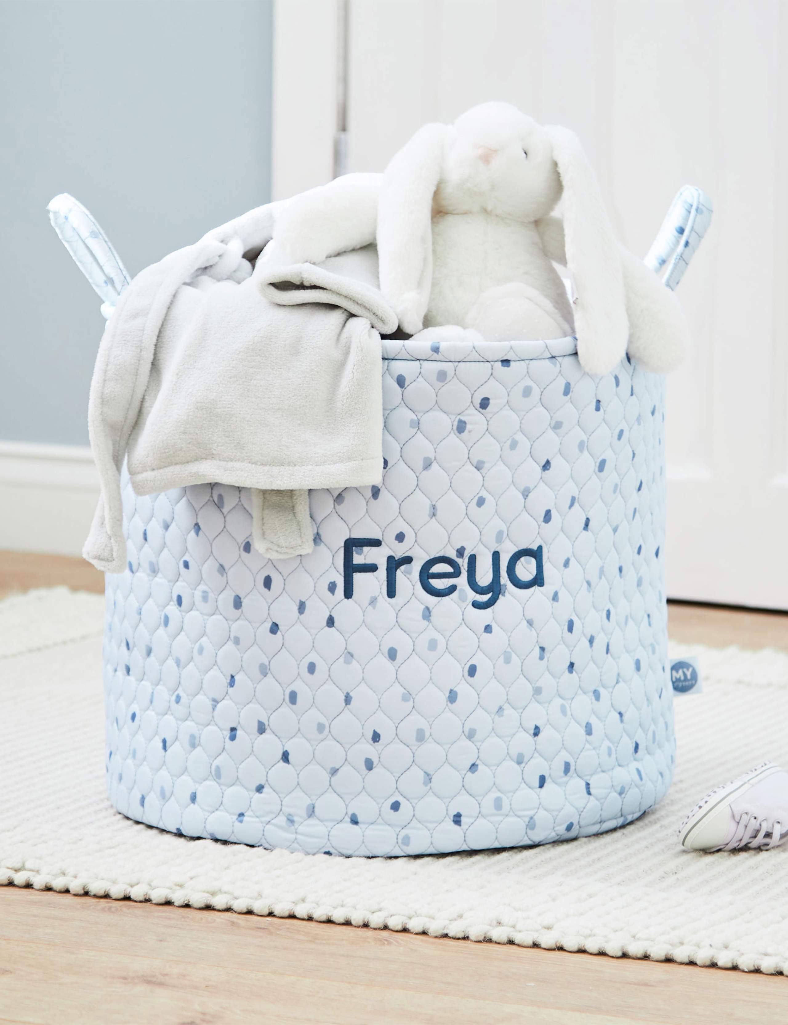 Personalised Large Blue Polka Dot Storage Bag