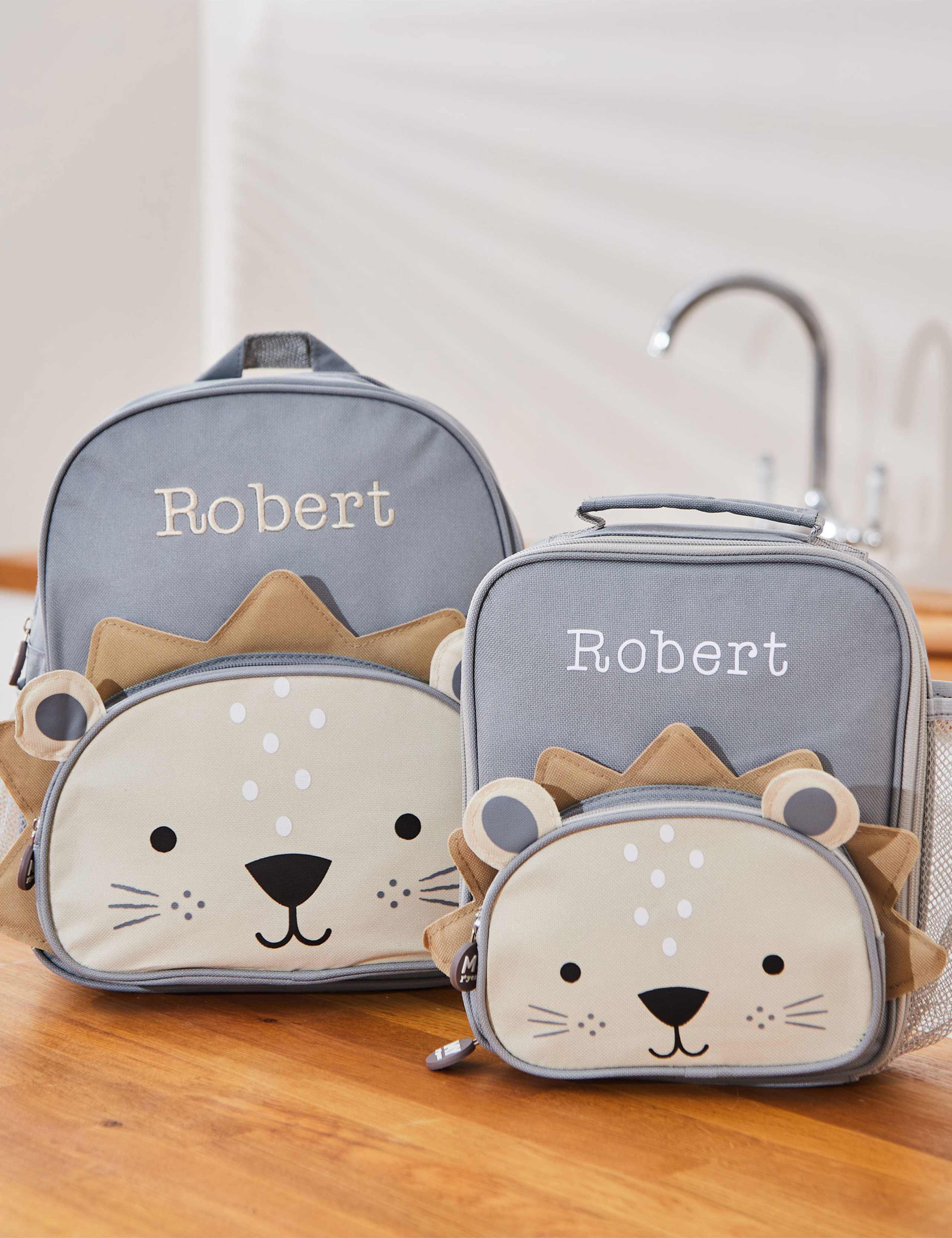 Personalised Lion Character Backpack and Lunchbag Set