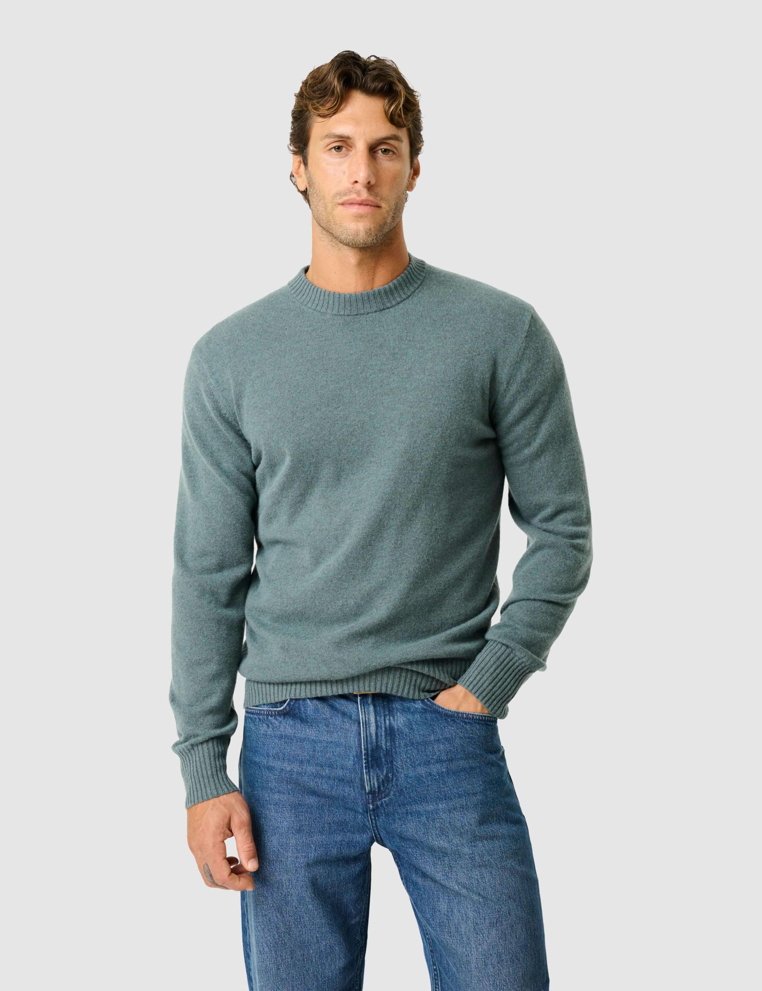 Wool and Cashmere Blend Crew Neck Jumper