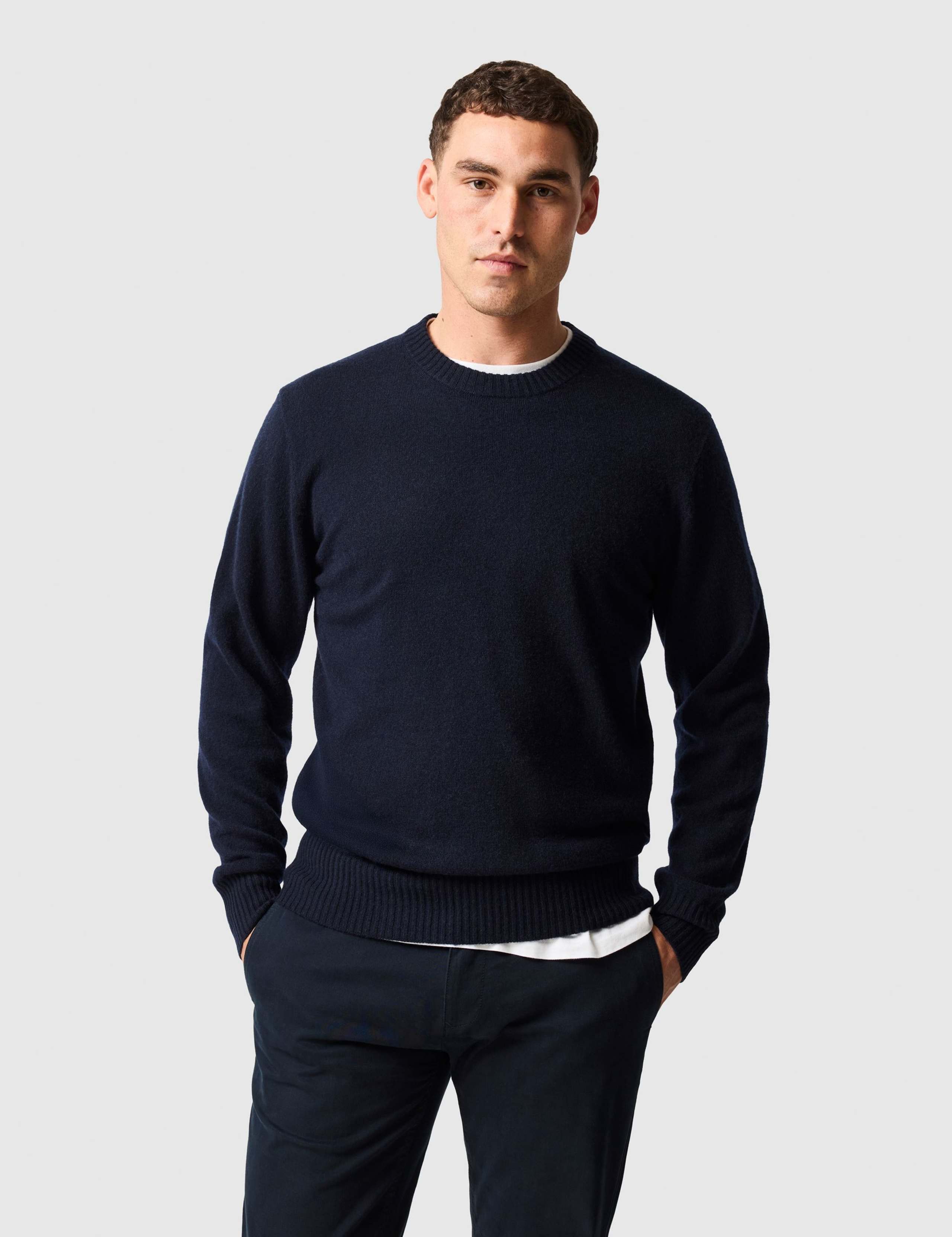 Wool and Cashmere Blend Crew Neck Jumper