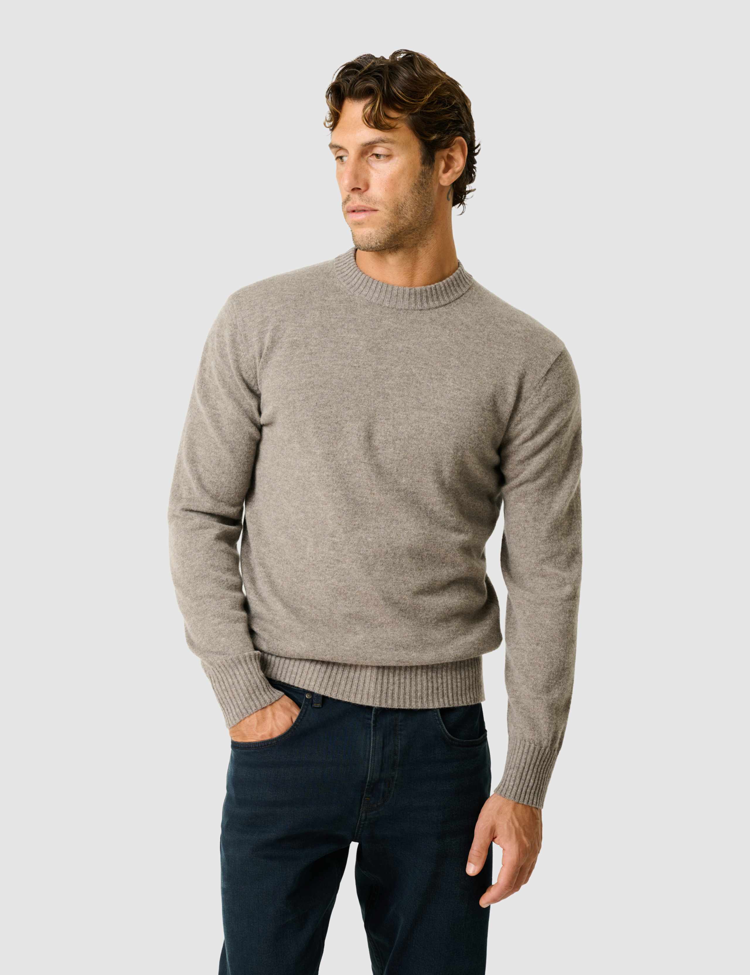 Wool and Cashmere Blend Crew Neck Jumper